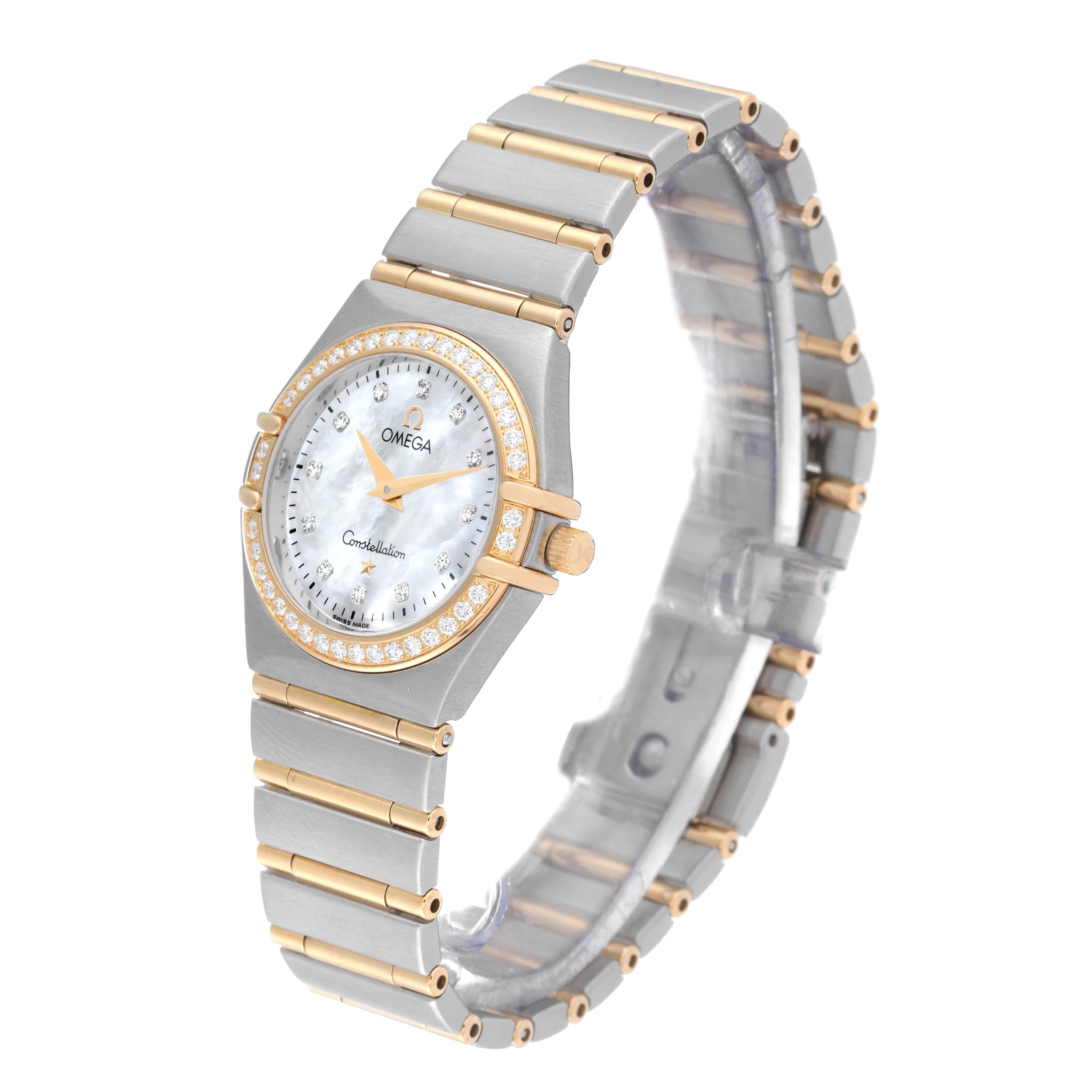 Omega Constellation 95 Steel Yellow Gold Mother Of Pearl Diamond Ladies Watch 2