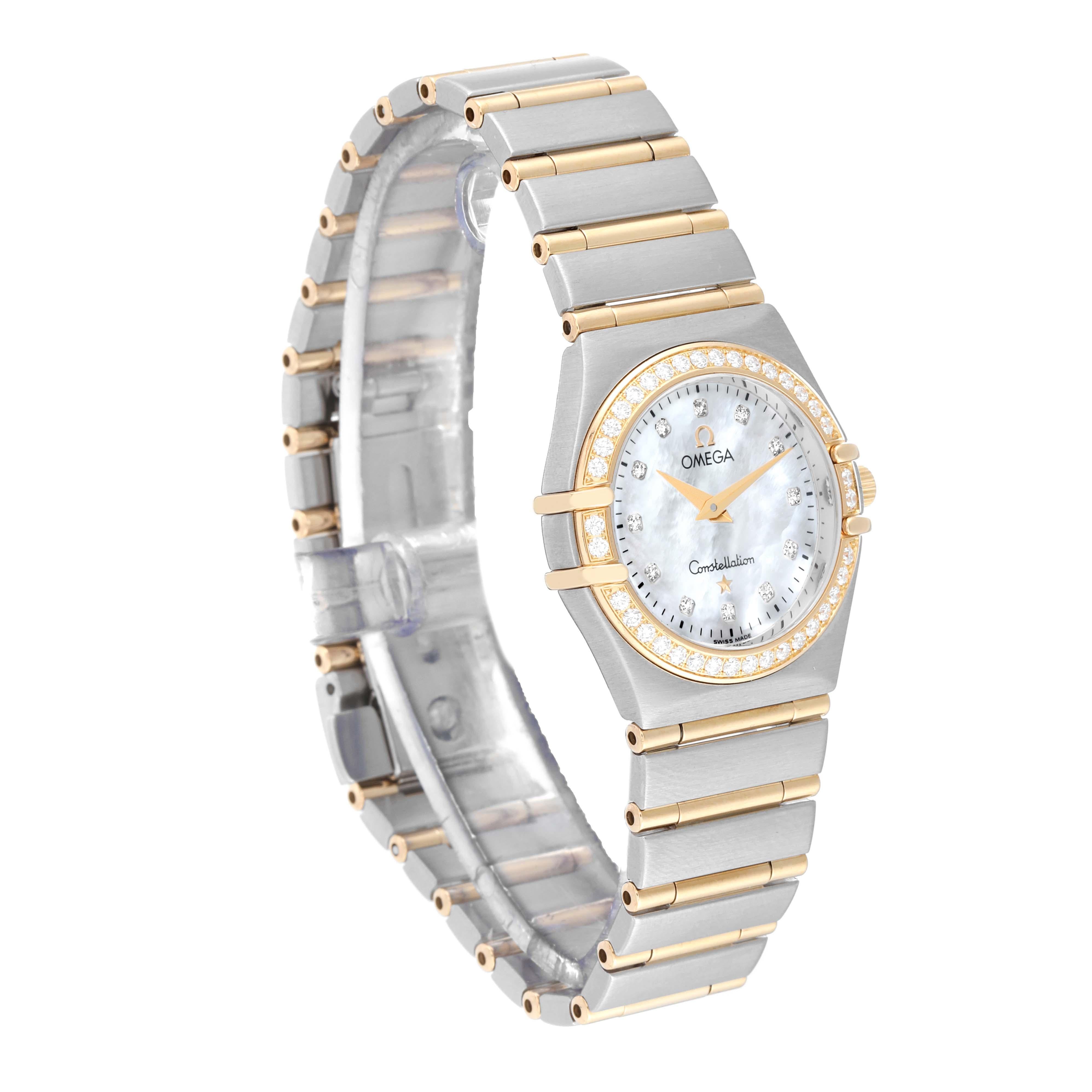 Omega Constellation 95 Steel Yellow Gold Mother Of Pearl Diamond Ladies Watch 4