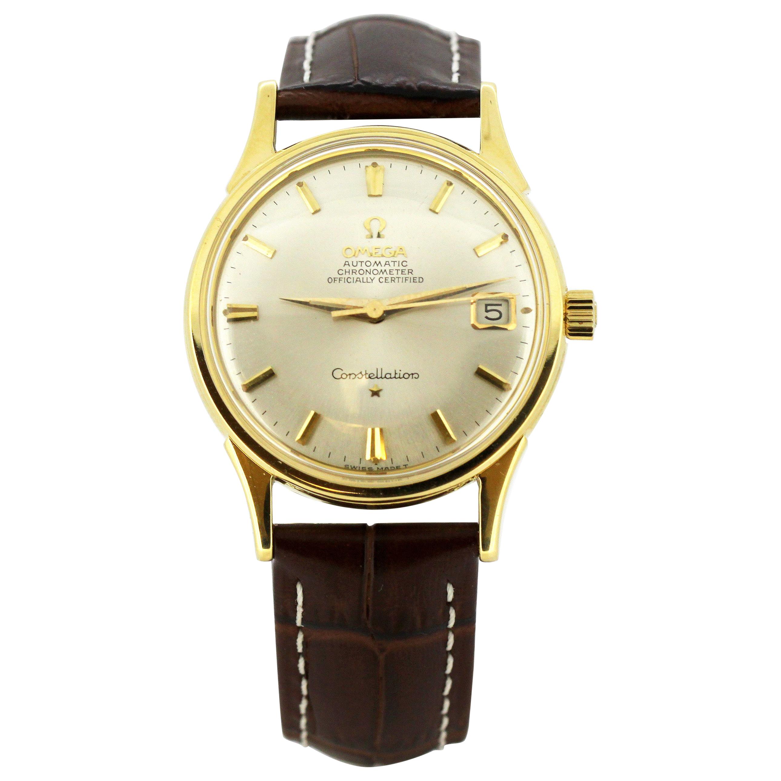 Omega Constellation Automatic 18 Karat Gold Men's Wristwatch, 1965
