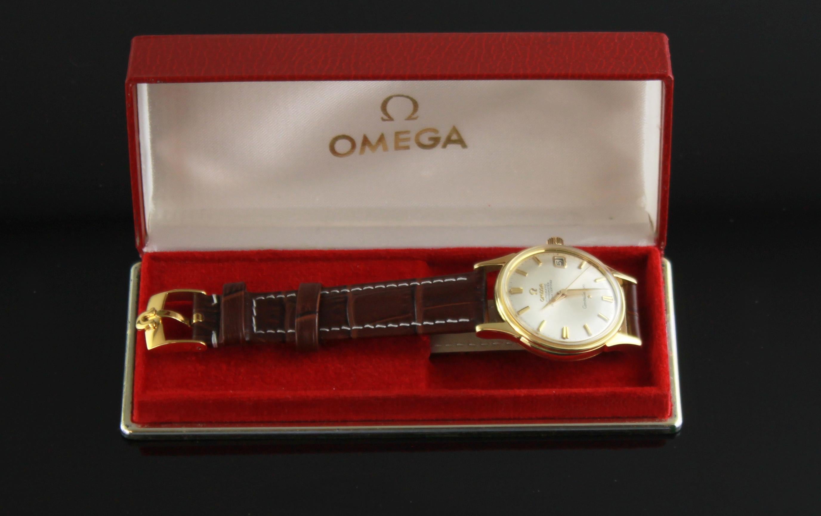 omega constellation 18k gold mens watch