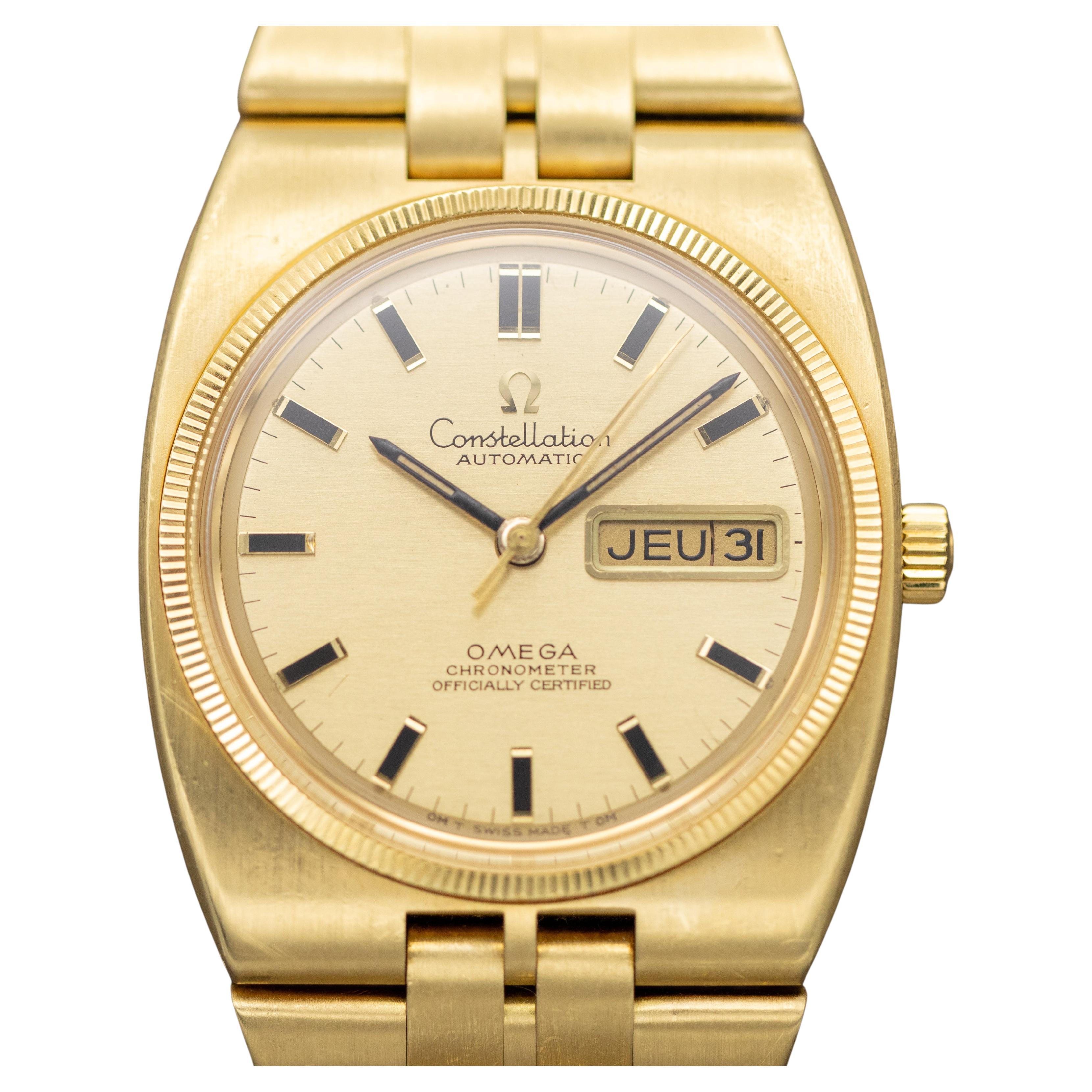Omega Constellation Automatic Chronometer Day-Date - Vintage 18k Men's Watch For Sale