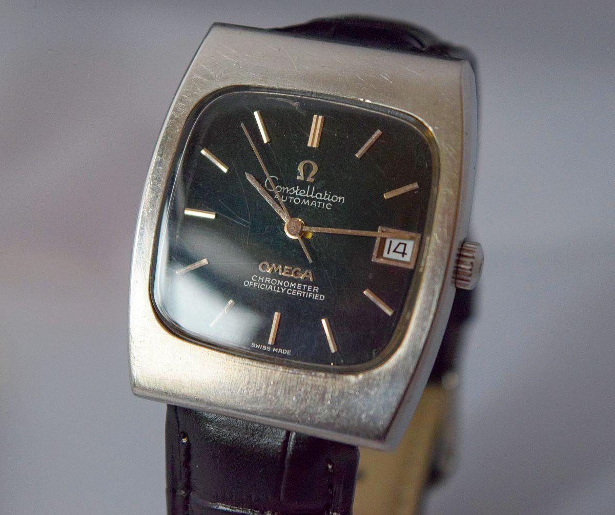 Omega Constellation Automatik. Date.Retro steek-Taschenetui für Damen oder Herren