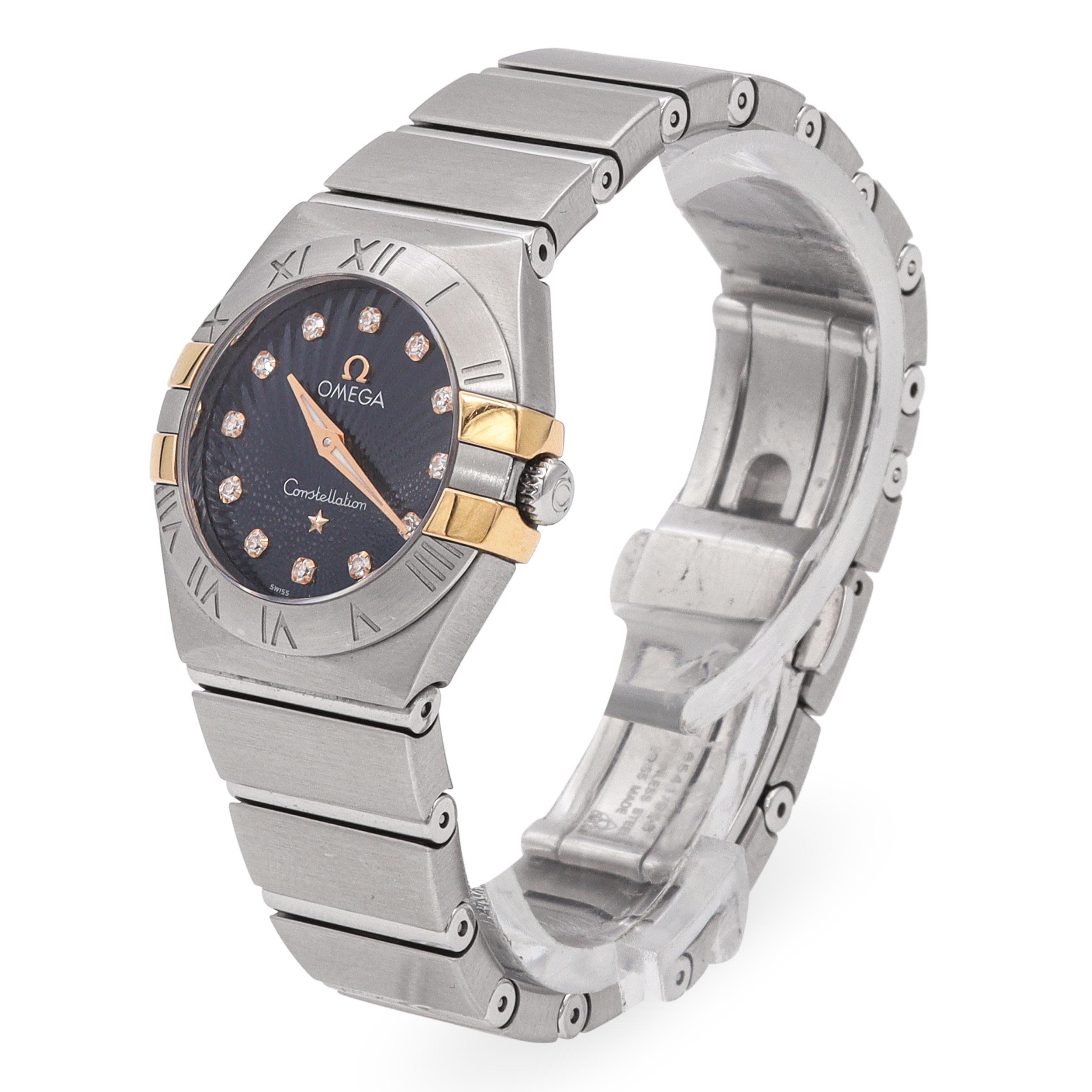 Omega Constellation Blau Diamant Zifferblatt Quarz Damenuhr (Brillantschliff) im Angebot