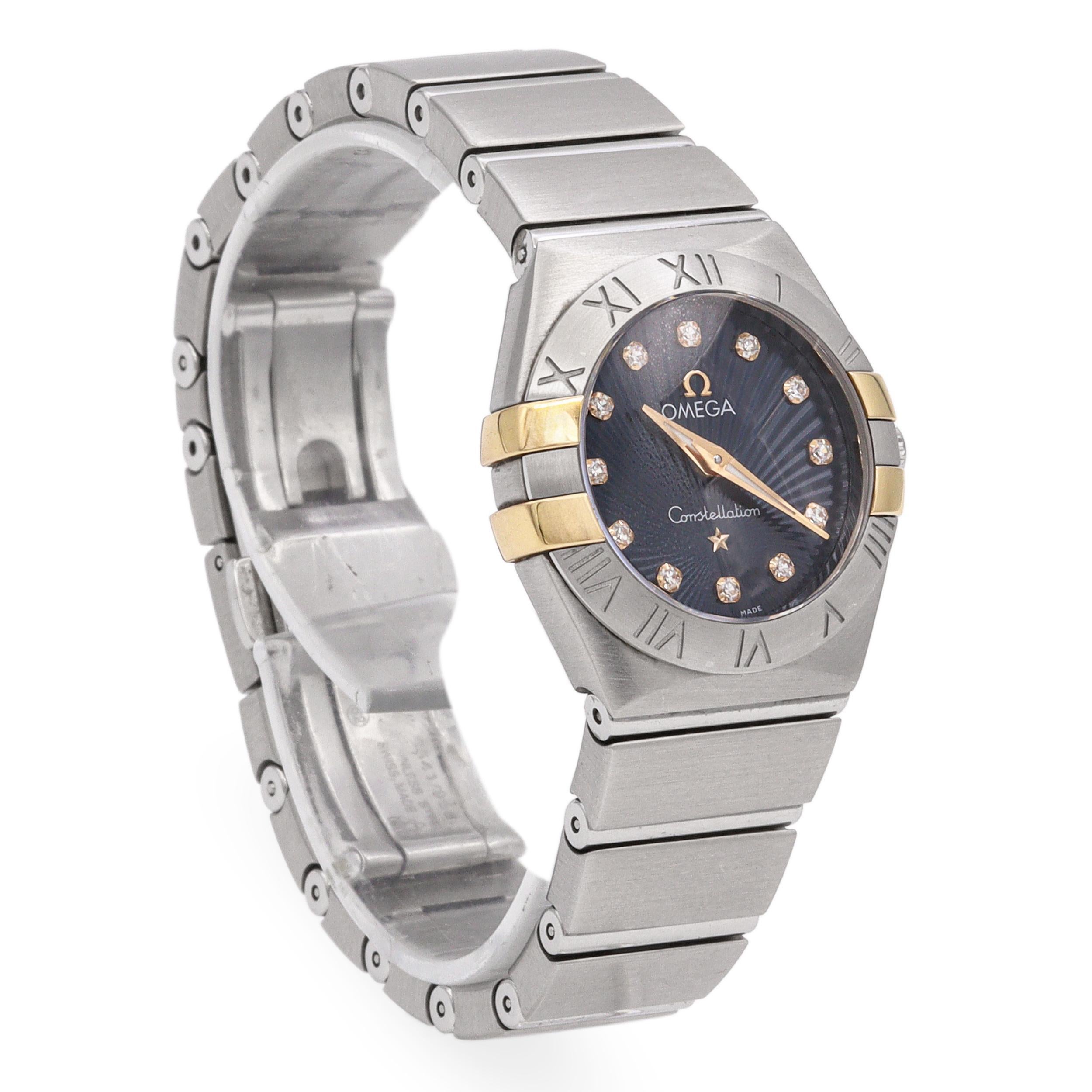 Omega Constellation Blau Diamant Zifferblatt Quarz Damenuhr im Zustand „Gut“ im Angebot in New York, NY