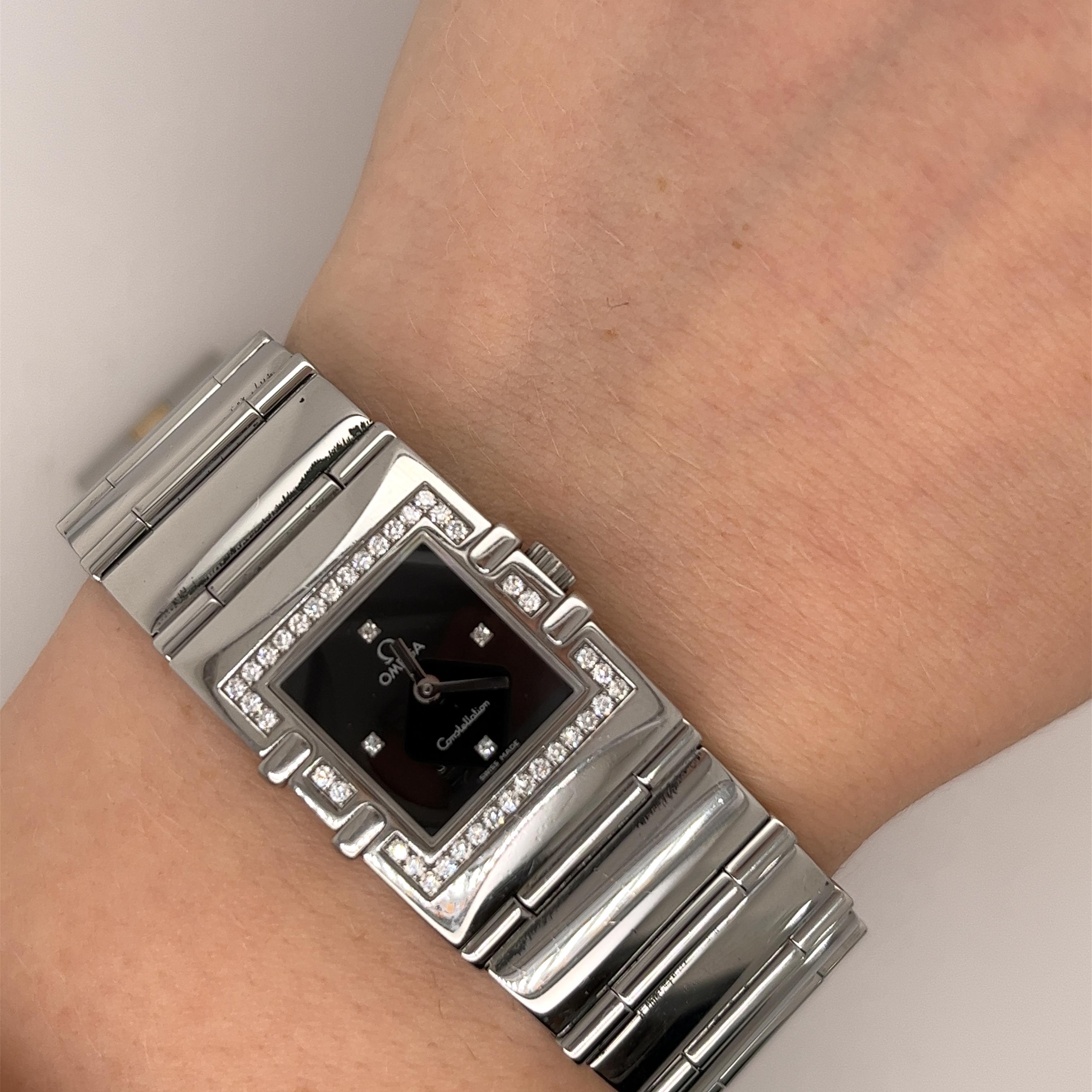 Omega Constellation Carre Quadra Damenuhr in Schwarz & Diamant 2