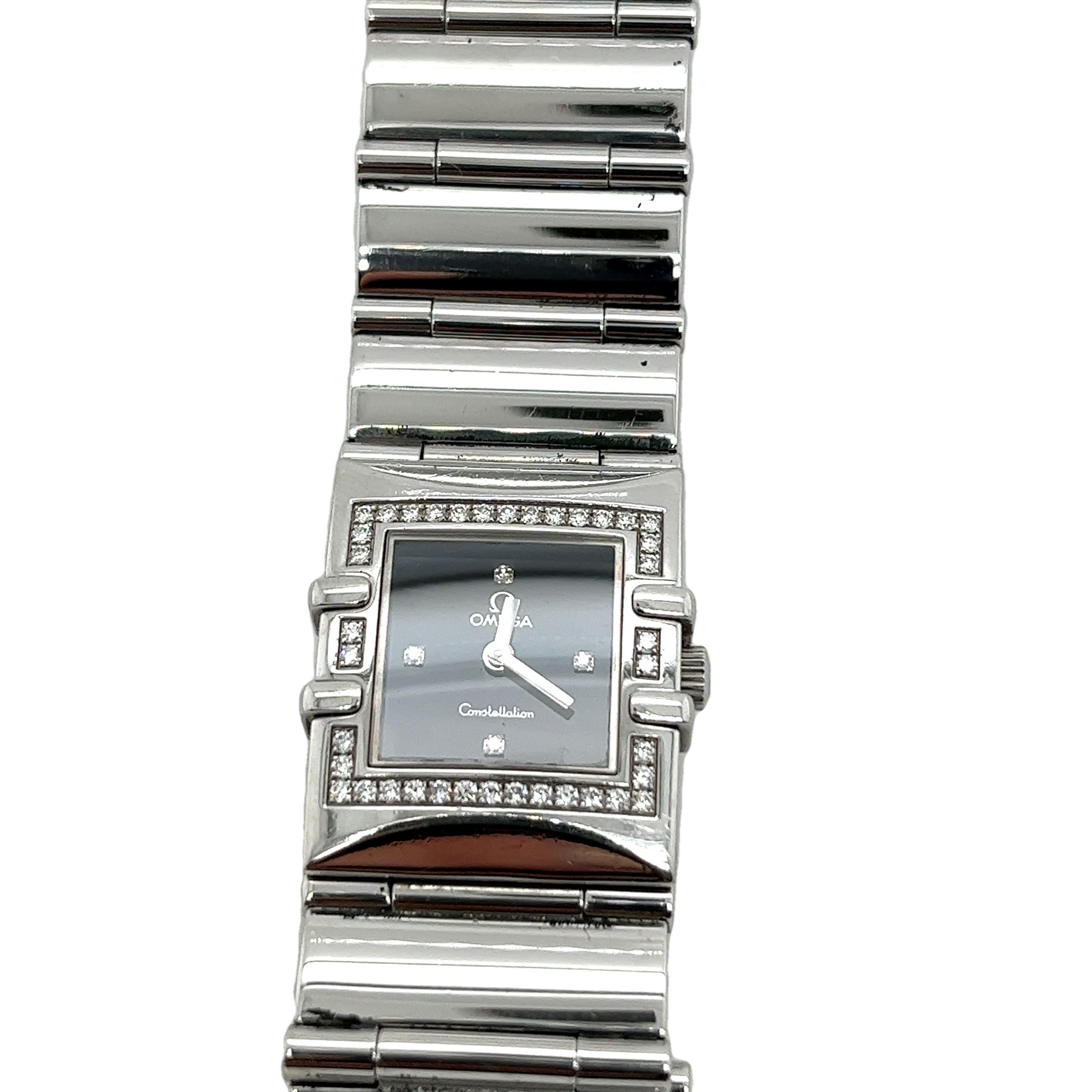 Omega Constellation Carre Quadra Damenuhr in Schwarz & Diamant 5