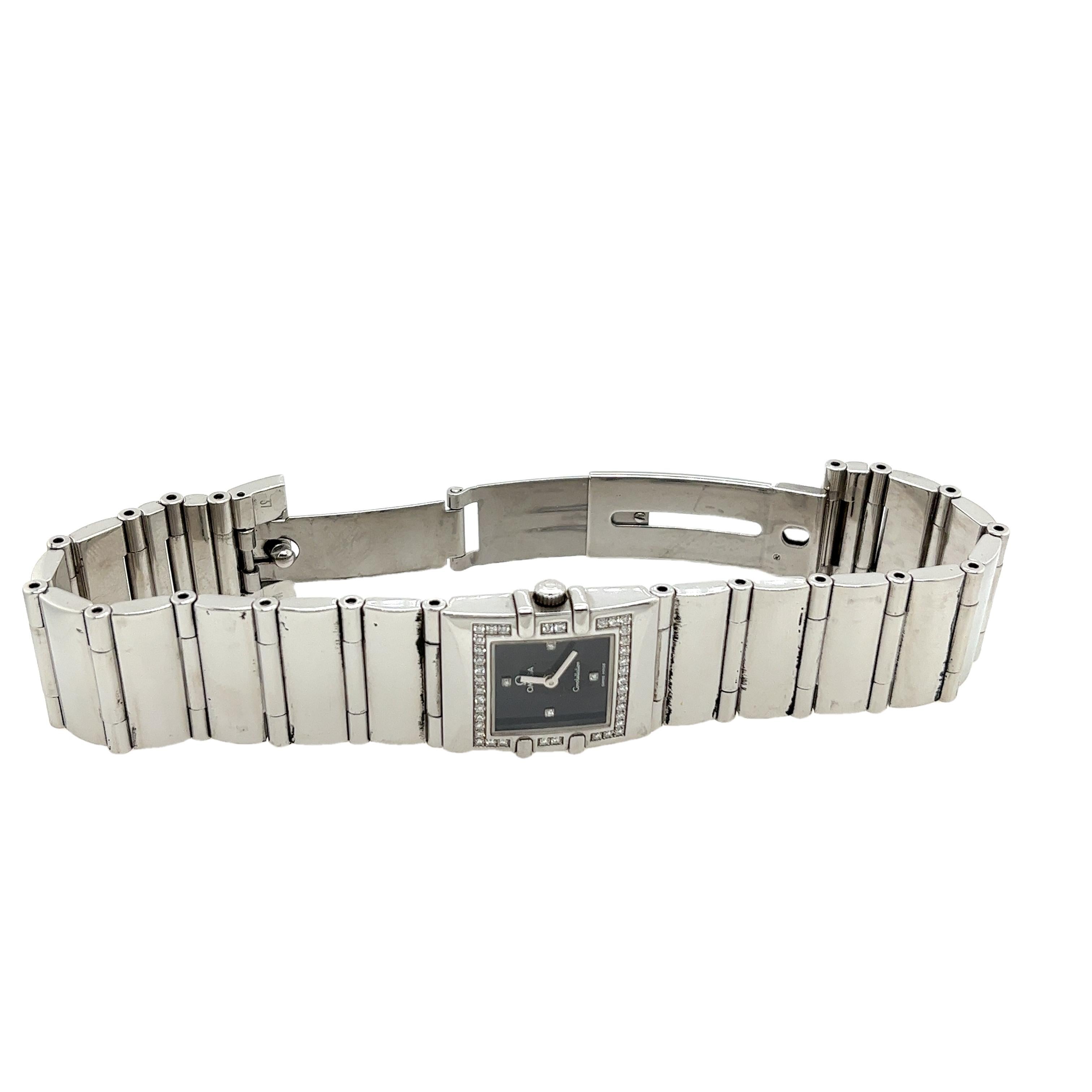 Omega Constellation Carre Quadra Damenuhr in Schwarz & Diamant 6