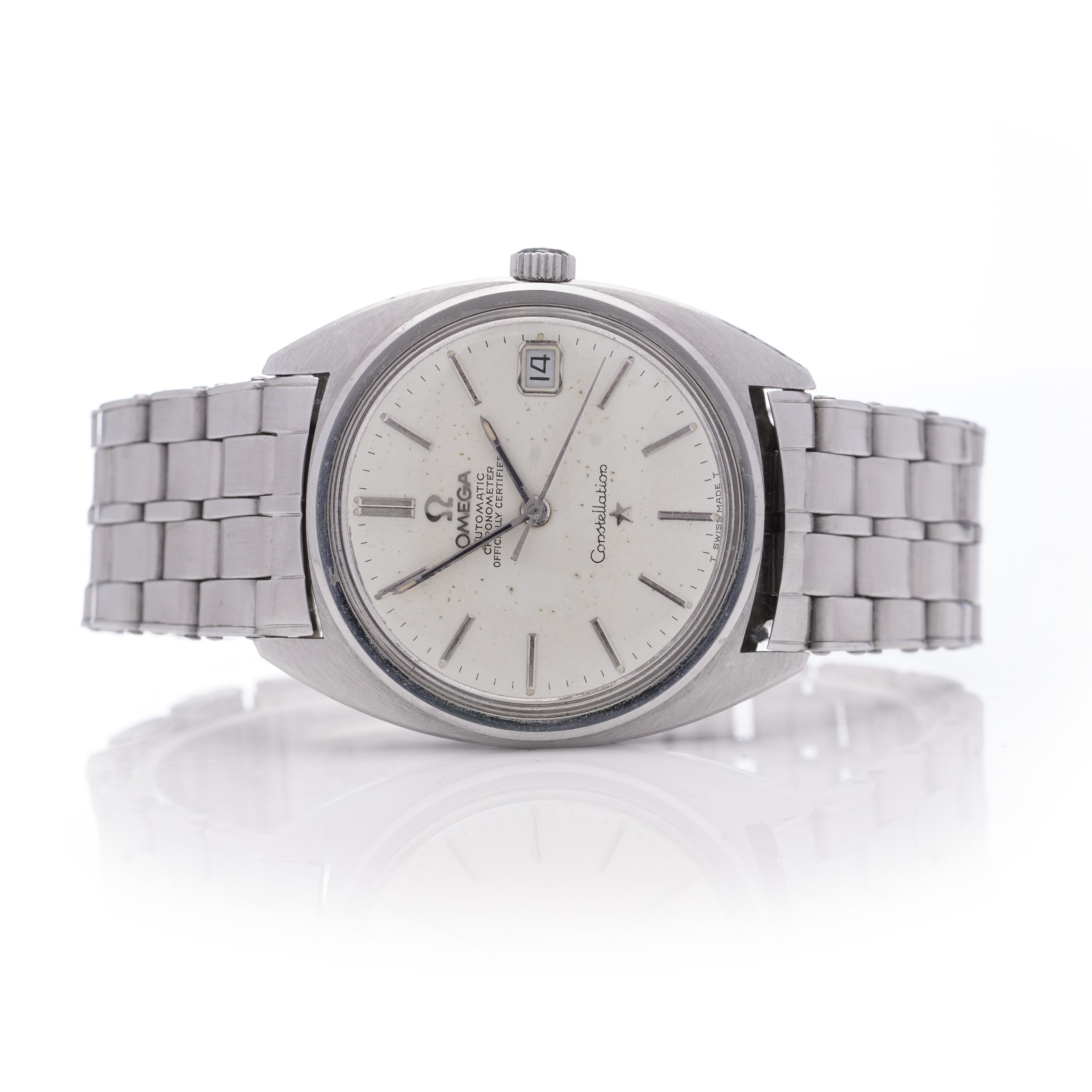 Omega Constellation Chronometer Automatic Vintage Stainless Steel Watch In Good Condition For Sale In Braintree, GB