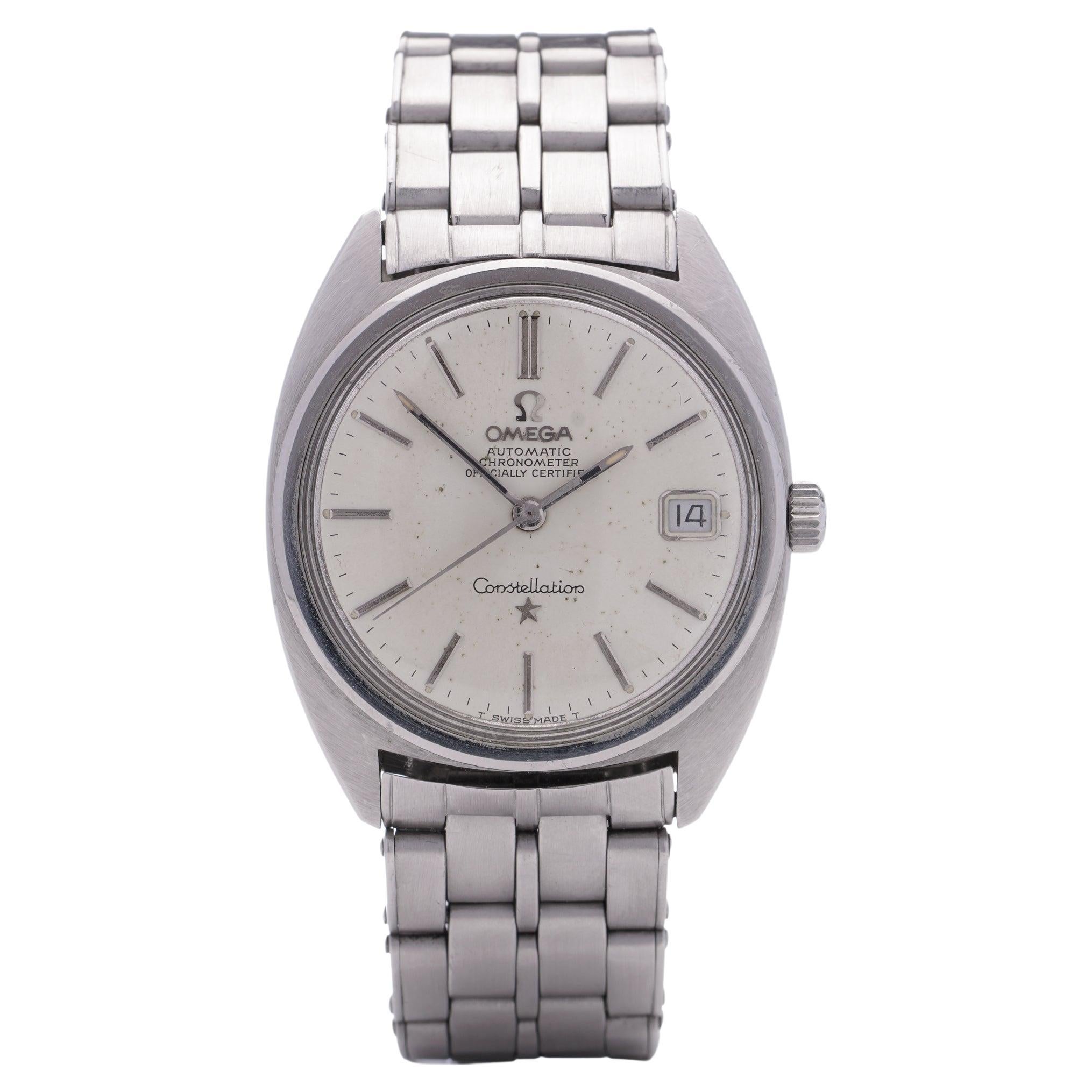Omega Constellation Chronometer Automatic Vintage Stainless Steel Watch For Sale
