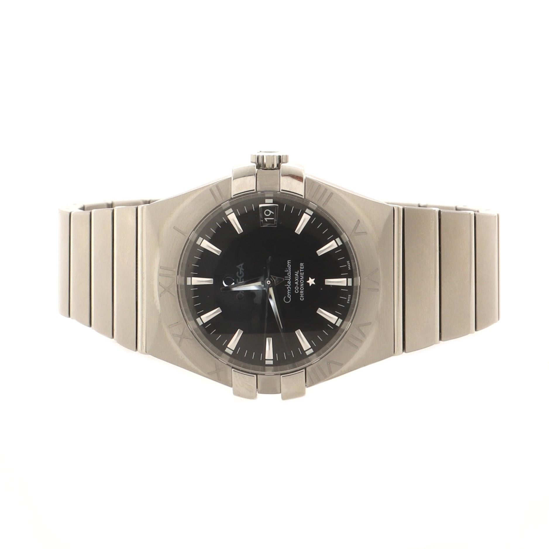 Omega Constellation Chronometer Co-Axial Automatic Watch Stainless Steel 35 In Good Condition In New York, NY