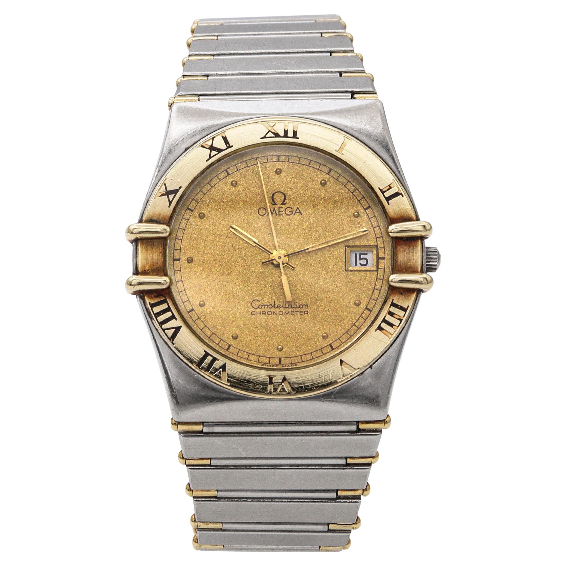 Omega Constellation Chronometer Two Tone Men's Watch For Sale