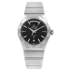 Used Omega Constellation Day-Date Steel Black Dial Men Watch 123.10.38.22.01.001
