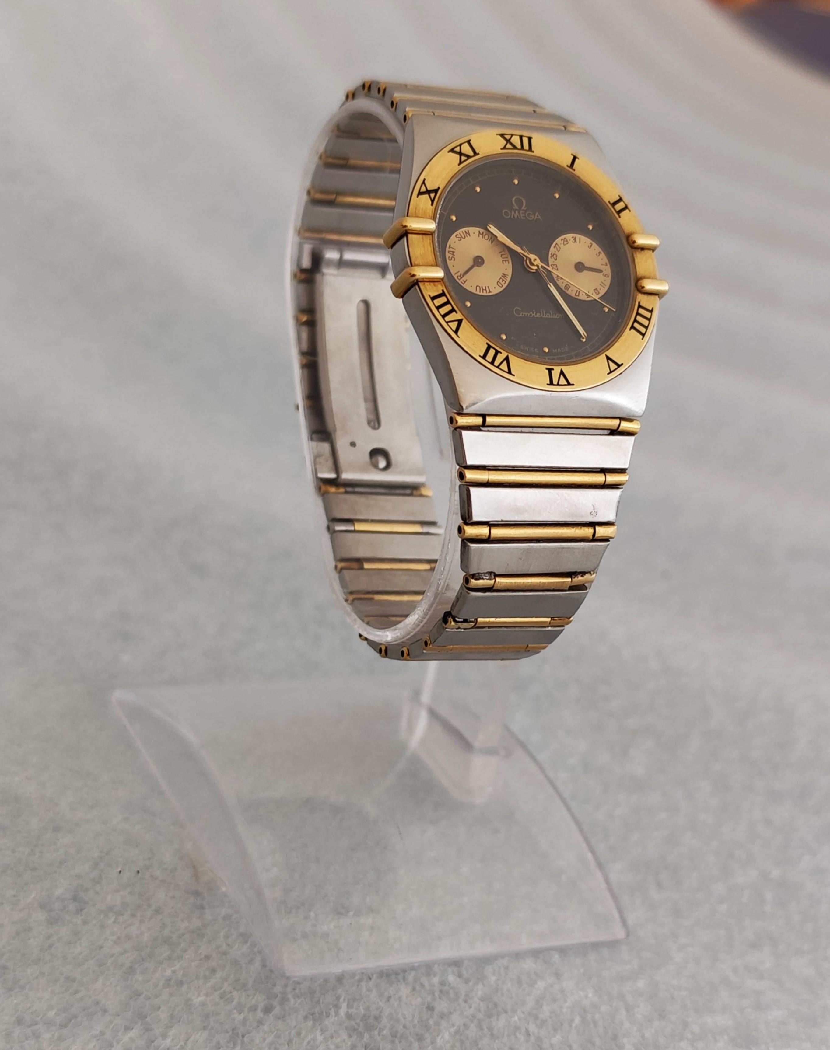 Men's Omega Constellation Day-Date 3961070 Steel 18kGold Full Bar Watch For Sale