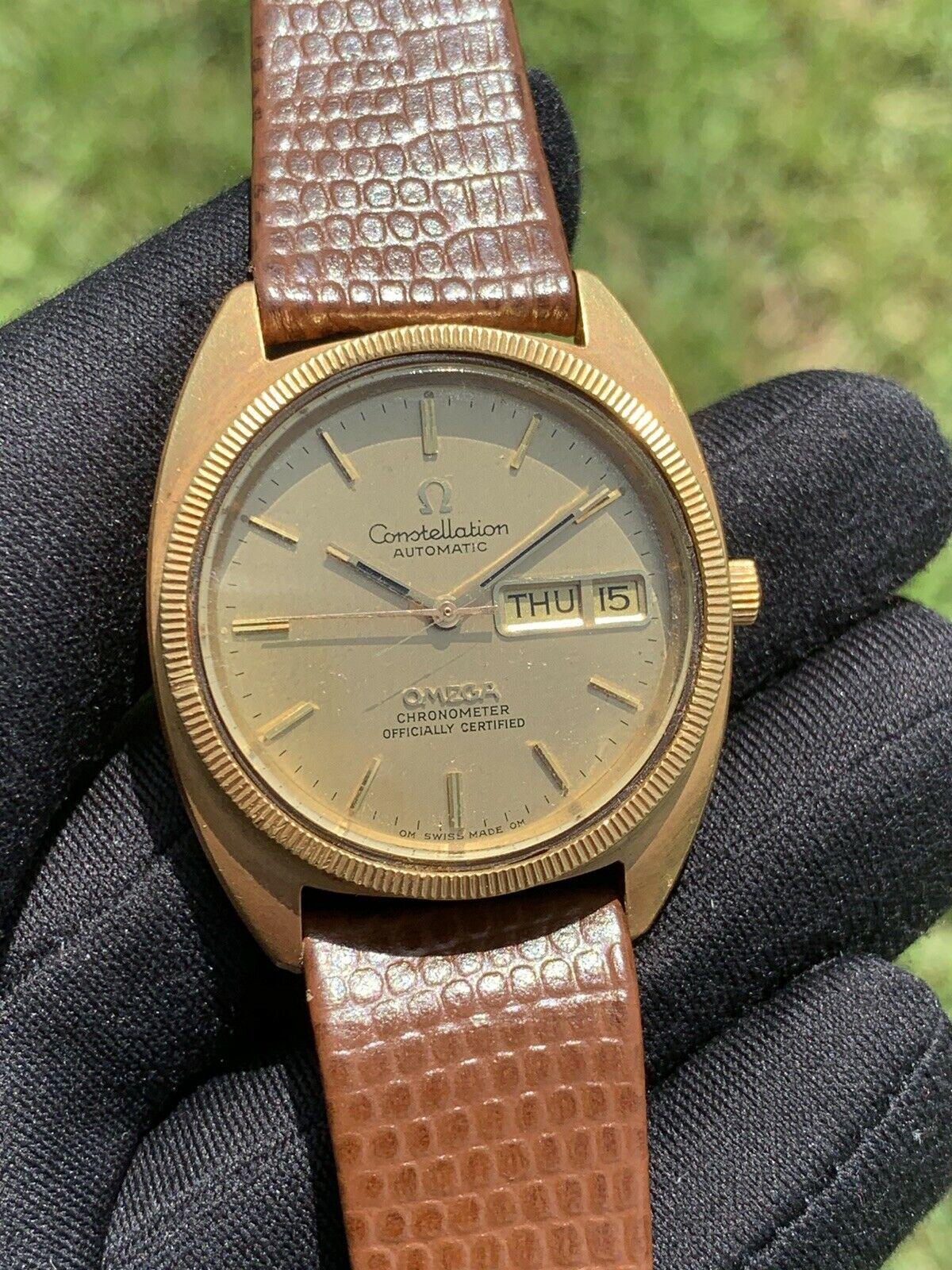 Women's or Men's Omega Constellation Day Date Automatic 18 Karat Yellow Gold Watch