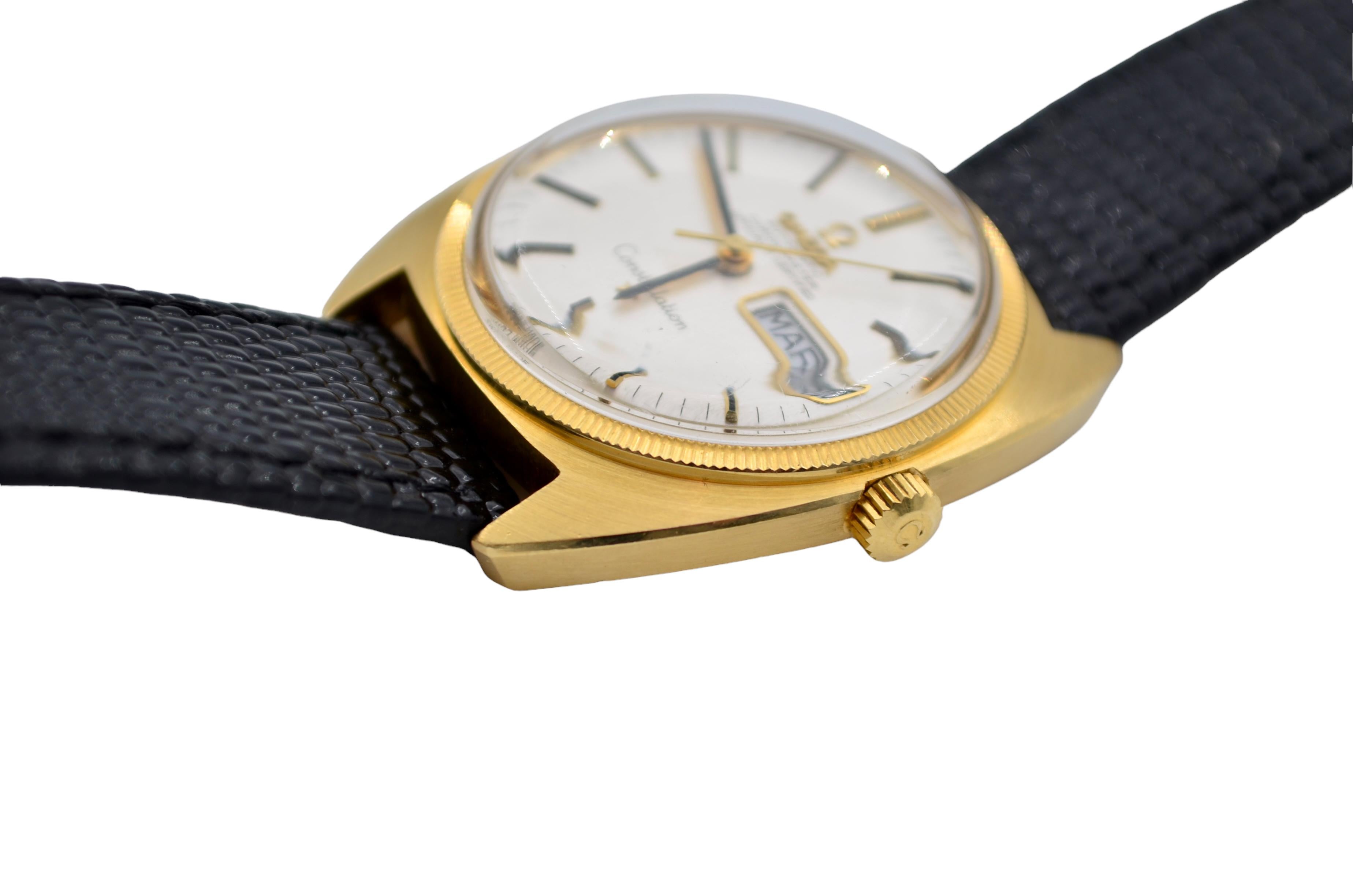 Omega Constellation Day-Date Gold Leather Strap Vintage Ref: 168.029 6