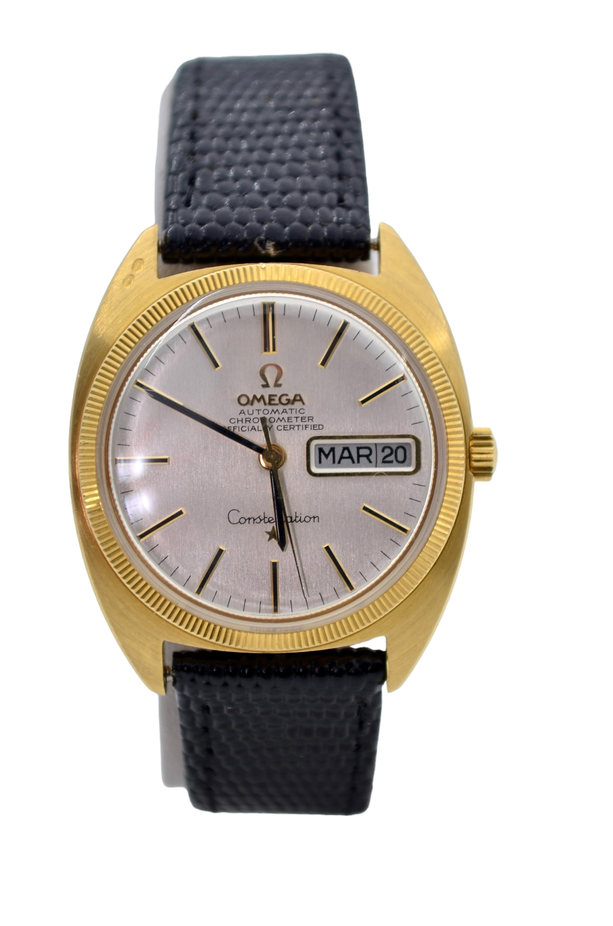 Omega Constellation Day-Date Gold Leather Strap Vintage Ref: 168.029 1