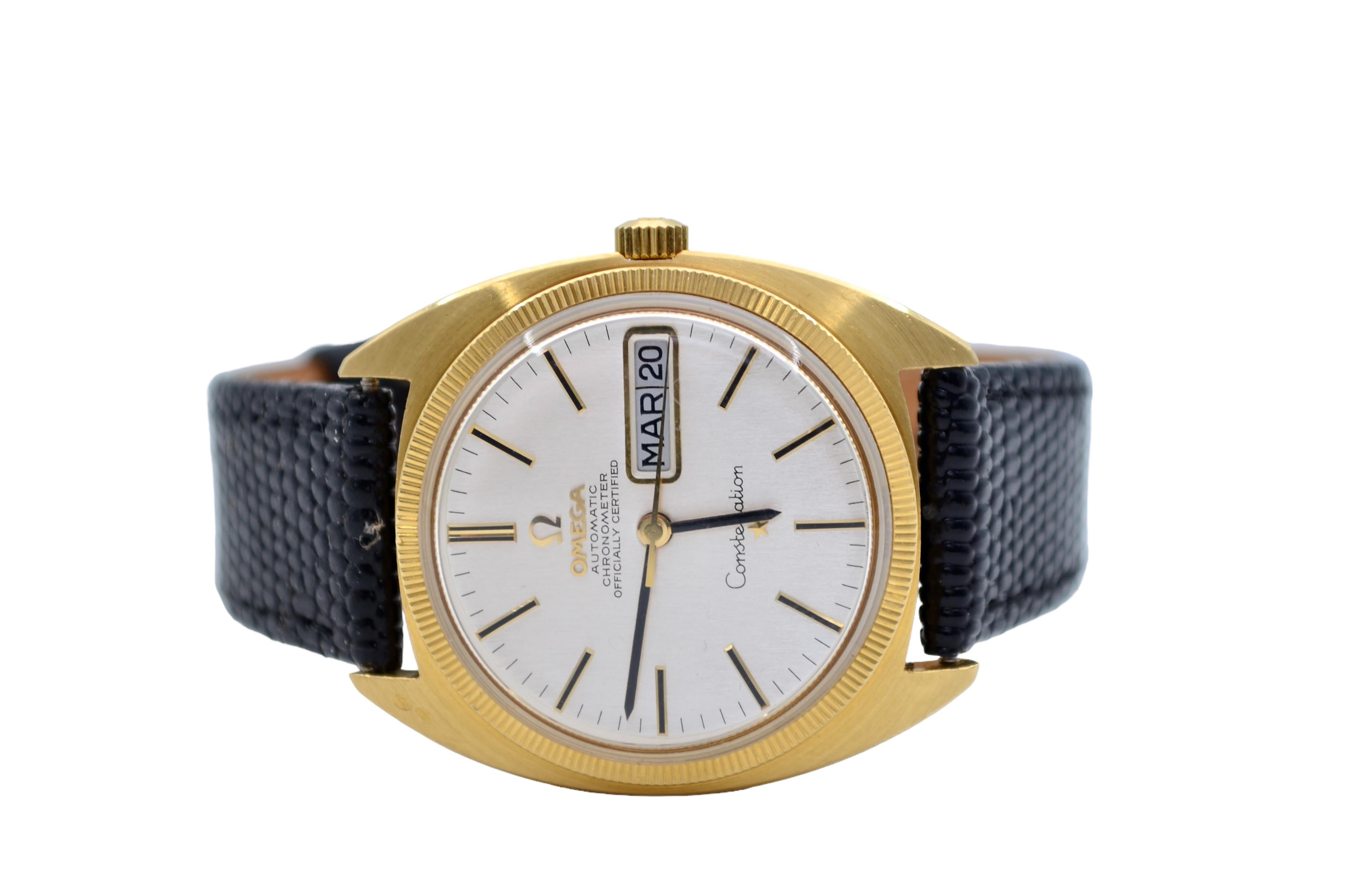 Omega Constellation Day-Date Gold Leather Strap Vintage Ref: 168.029 2