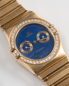 Omega Constellation Day Date Quadrante in Lapis con lunetta di diamanti 18k YG
