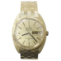 Retro Omega Constellation Day Date Solid 18 Karat Yellow Gold