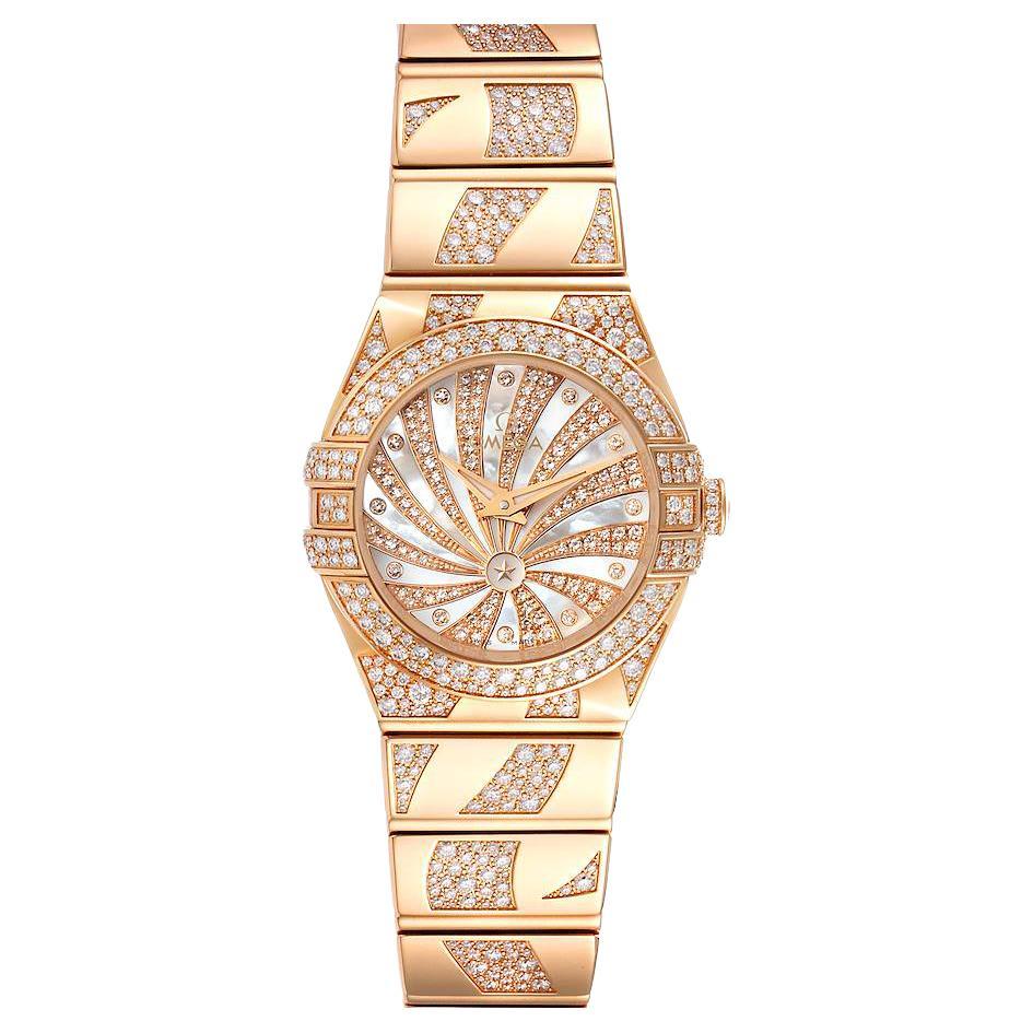Omega Constellation Rose Gold MOP Diamond Ladies Watch 123.55.24.60.55
