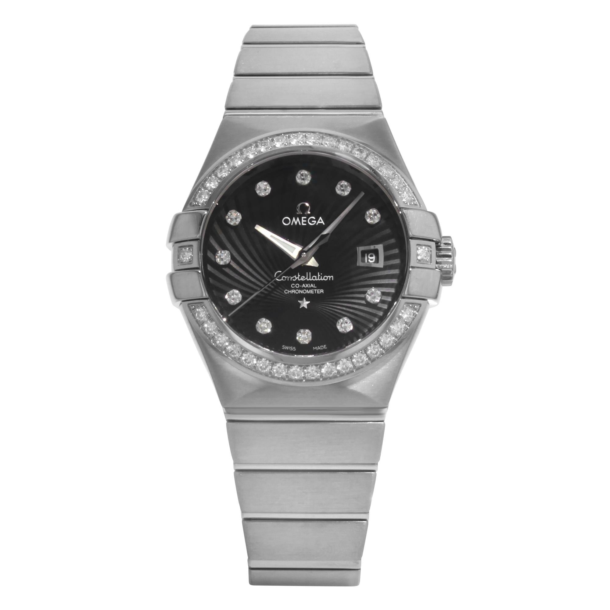 Omega Constellation Montre en or blanc 18 carats avec diamants pour femmes 123.55.31.20.51.001 non portée en vente