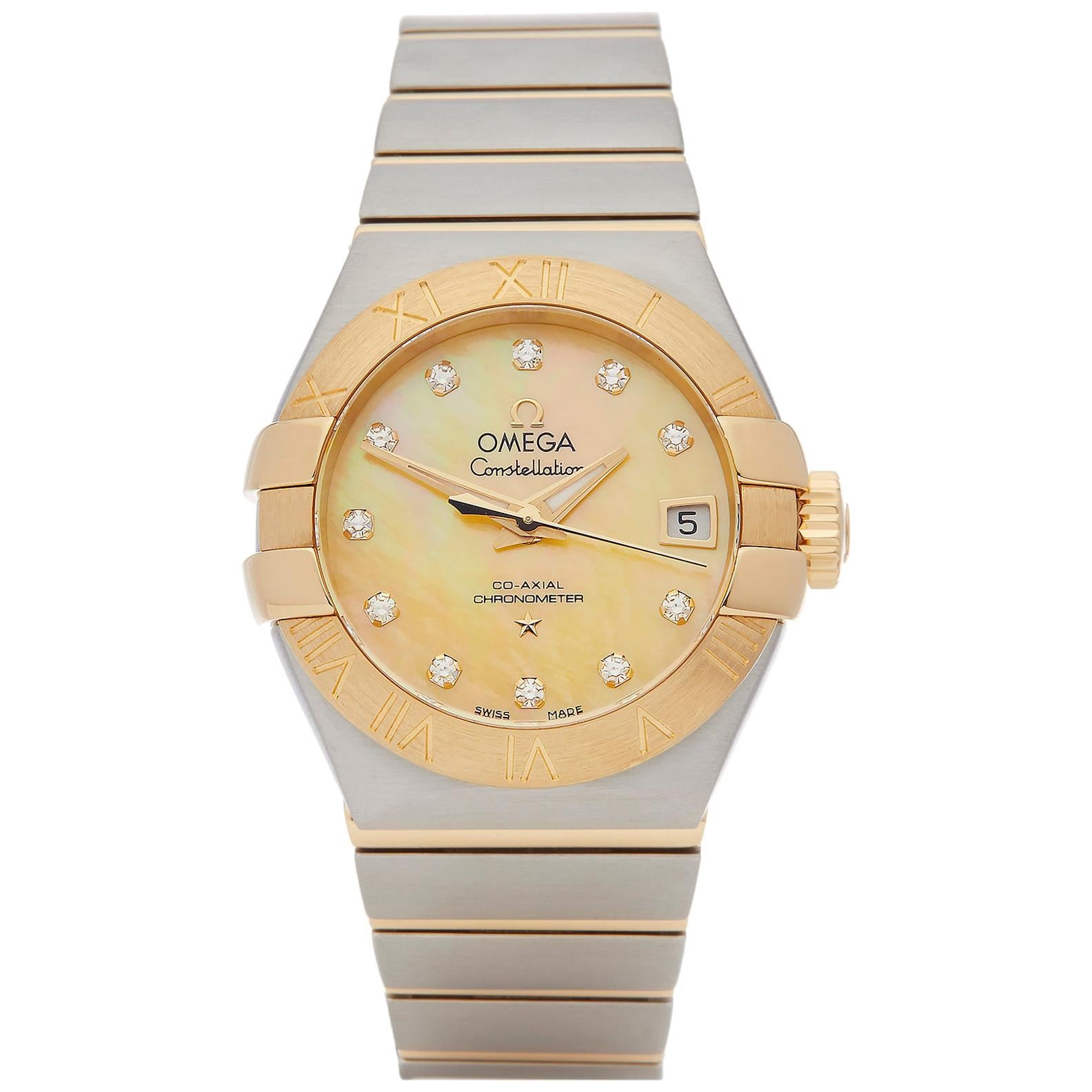 Omega Constellation Diamond Stainless Steel and Yellow Gold 123.20.27.20.57.002