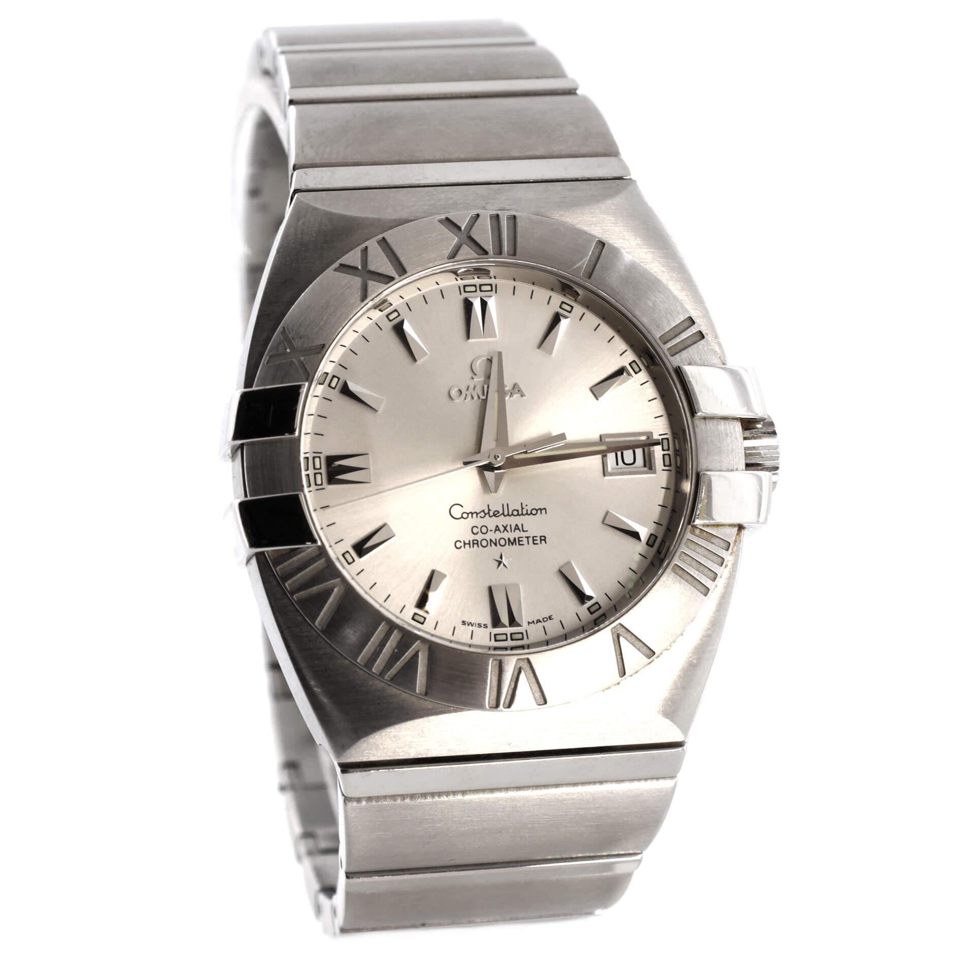 Omega Constellation Double Eagle Co-Axial Chronometer Automatikuhr Edelstahl im Zustand „Gut“ in New York, NY