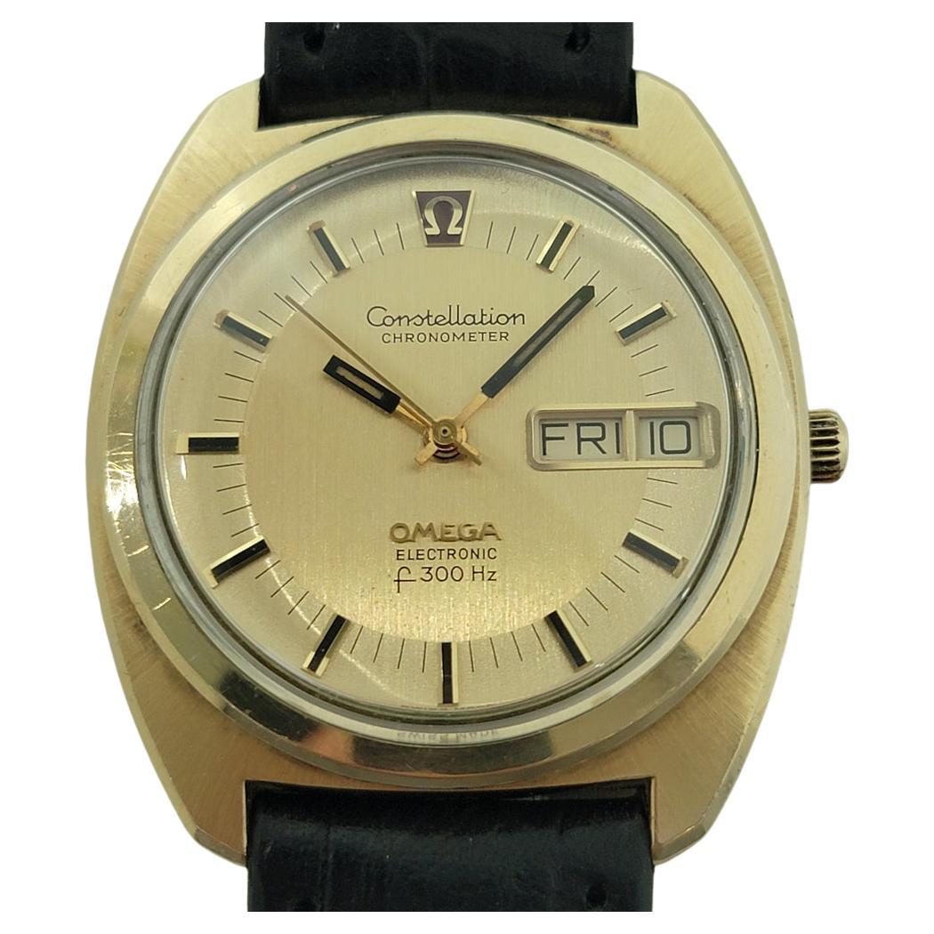 Omega Constellation Electronic F300 38mm Herren Tag Datum Gold Capped 1970er Jahre RA580