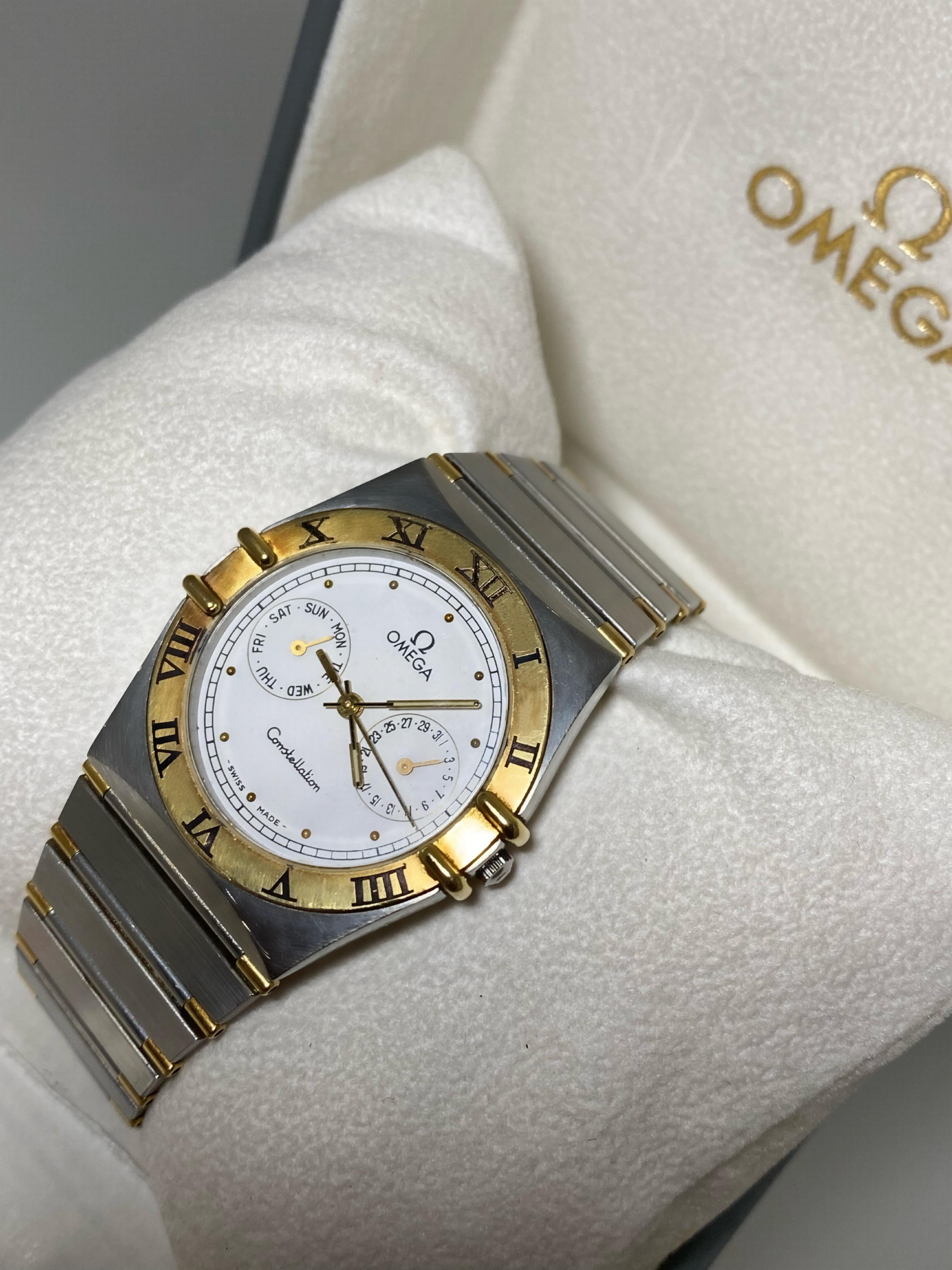 Omega Constellation Gold Steel Watch ref 396/1080, Day Date. Box, Papers, Links. For Sale 2