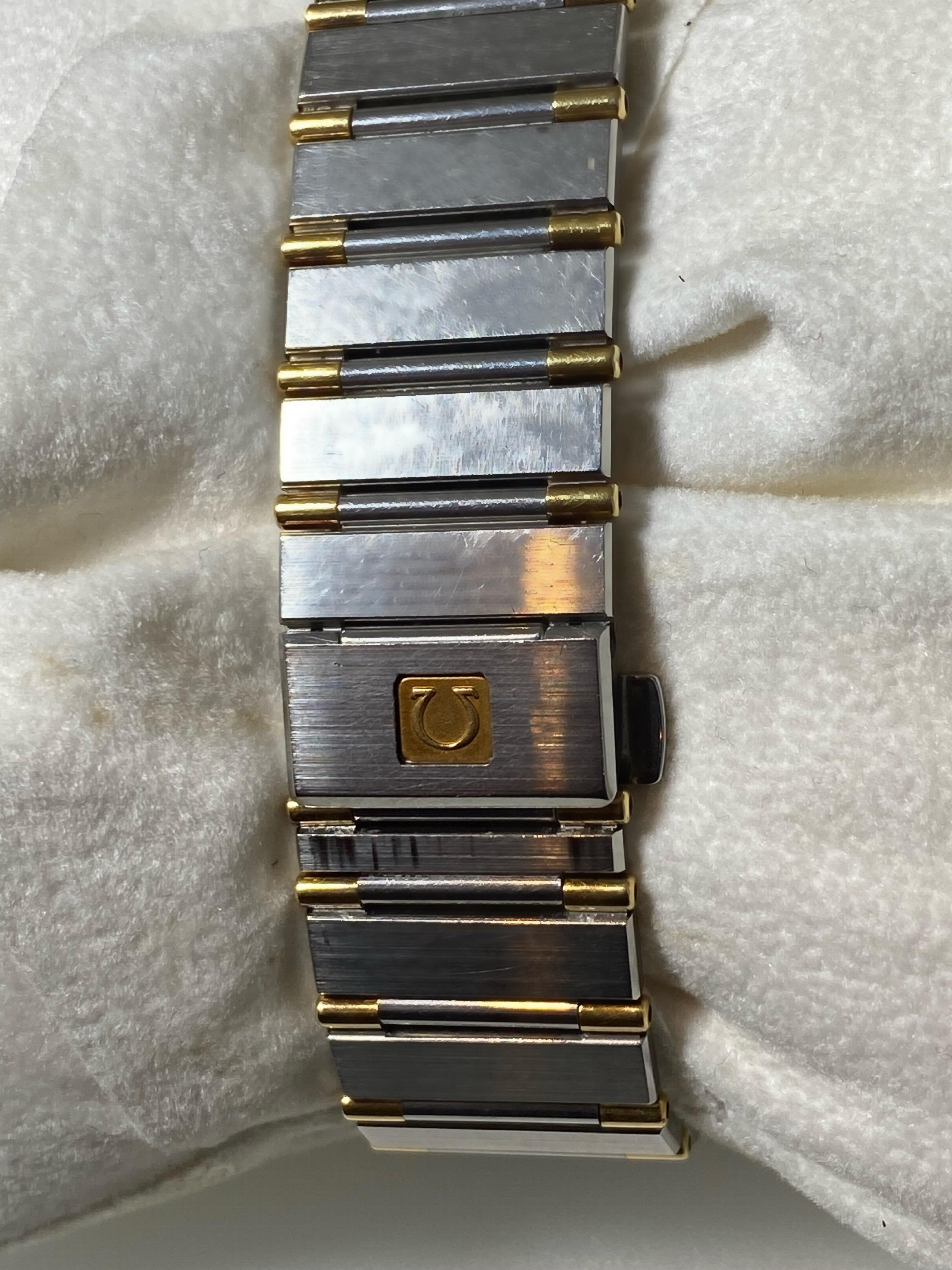 Modern Omega Constellation Gold Steel Watch ref 396/1080, Day Date. Box, Papers, Links. For Sale