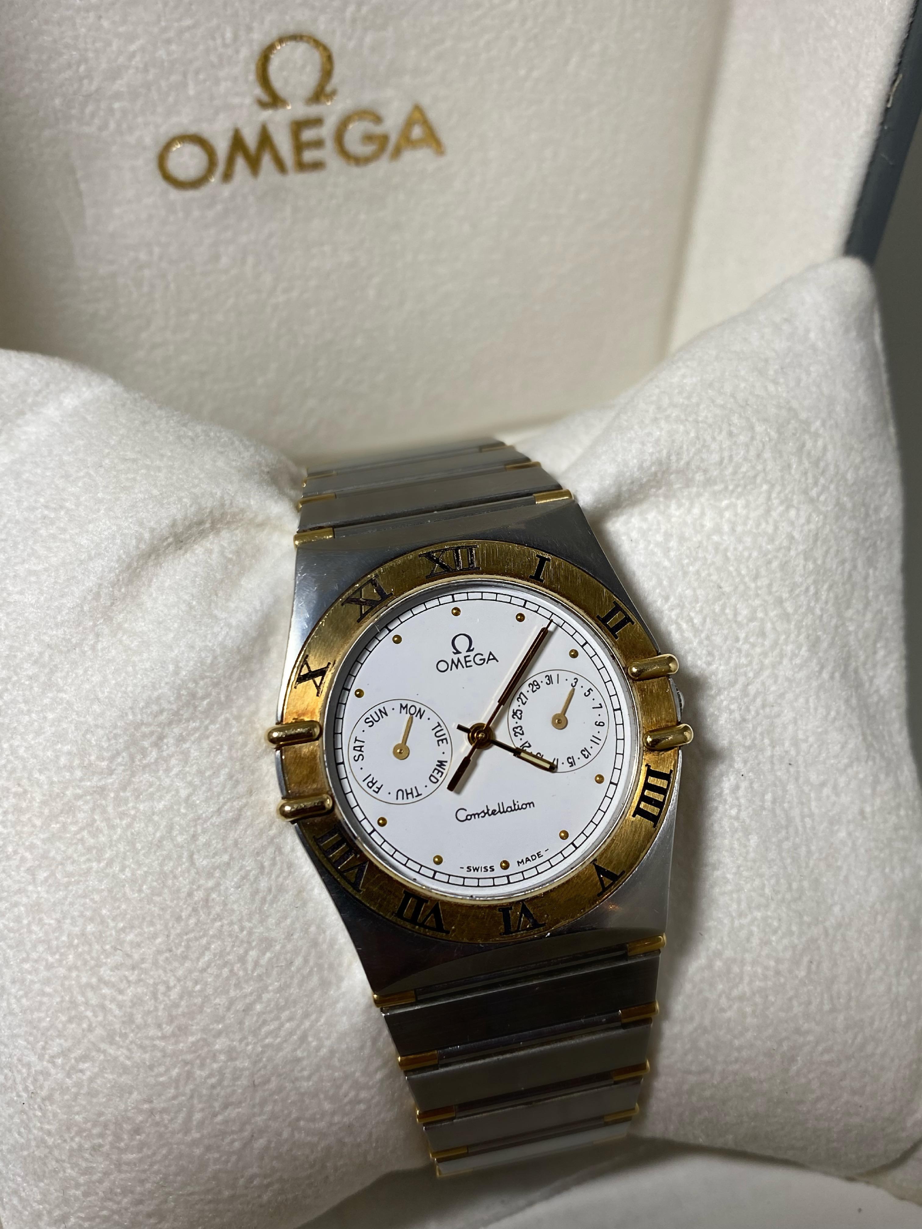 Men's Omega Constellation Gold Steel Watch ref 396/1080, Day Date. Box, Papers, Links. For Sale