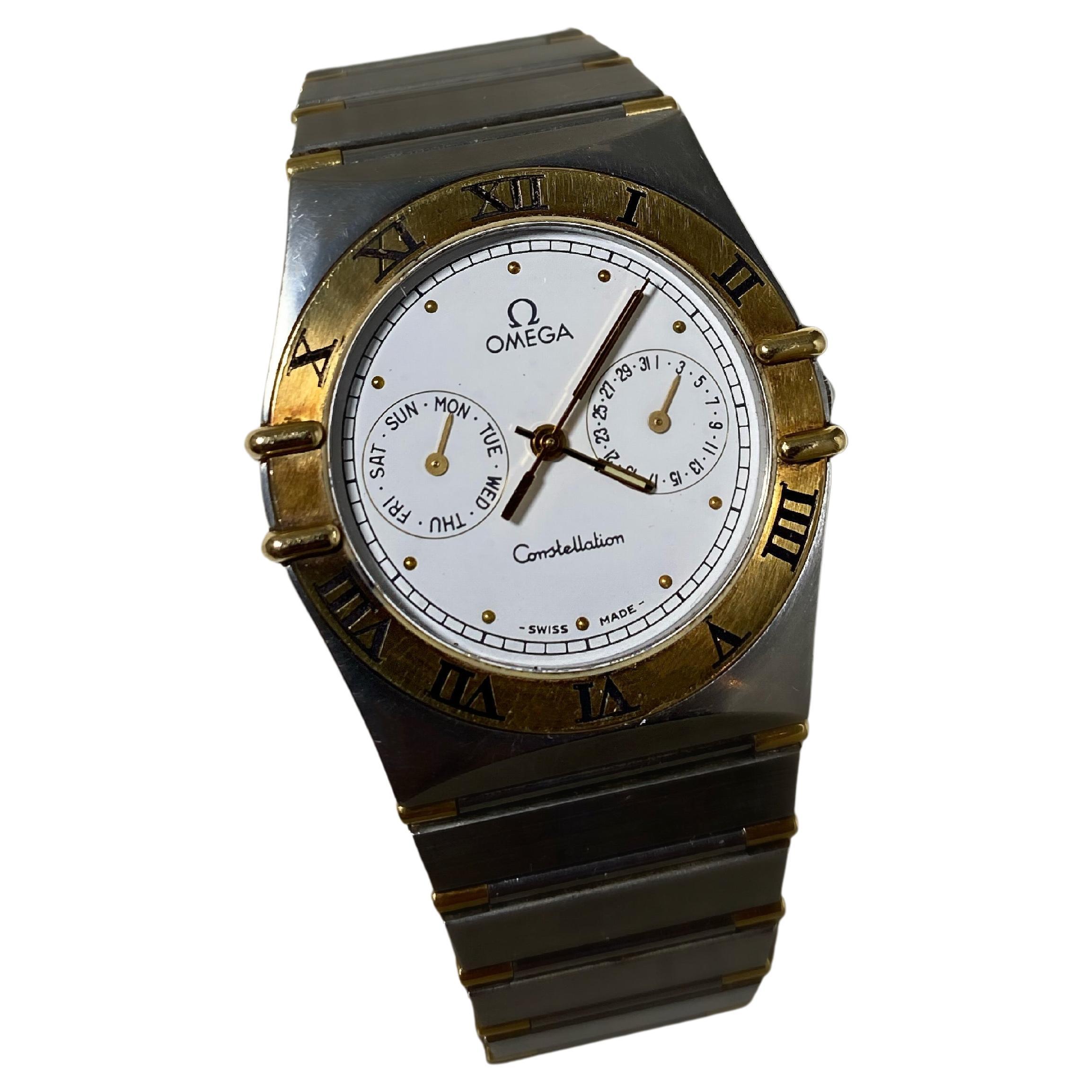 Omega Constellation Goldstahl-Uhr Ref 396/1080, Tagesdatum. Schachtel, Papiere, Links. im Angebot