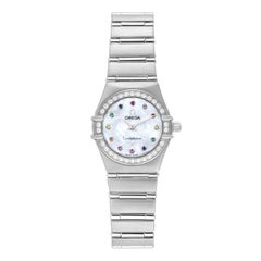 Omega Constellation Iris Mother of Pearl Diamond Steel Ladies Watch 1465.79.00