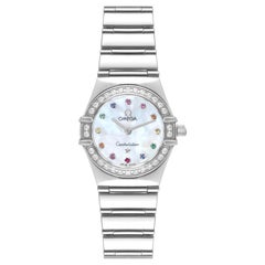Used Omega Constellation Iris Mother Of Pearl Diamond Steel Ladies Watch