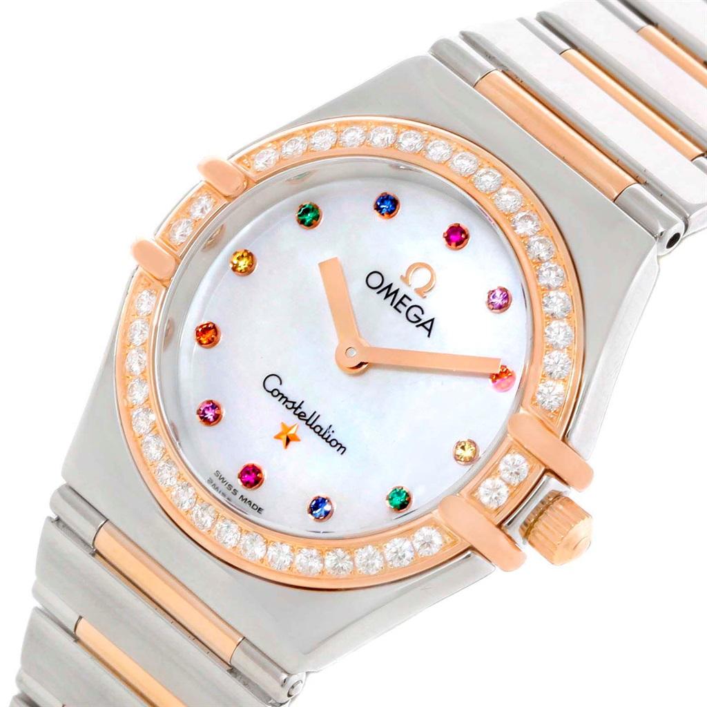 Omega Constellation Iris My Choice Steel Rose Gold Ladies Watch 1373.79 In Excellent Condition For Sale In Atlanta, GA