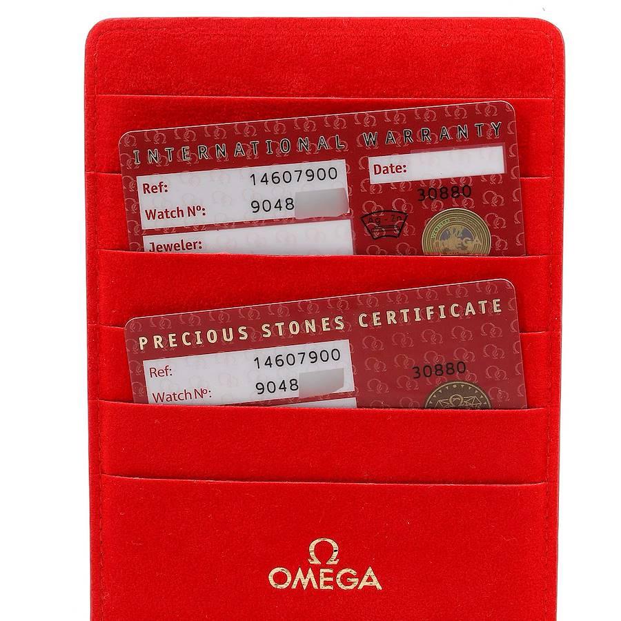 Omega Constellation Iris Steel Multi Stone Ladies Watch 1460.79.00 Box Card For Sale 5