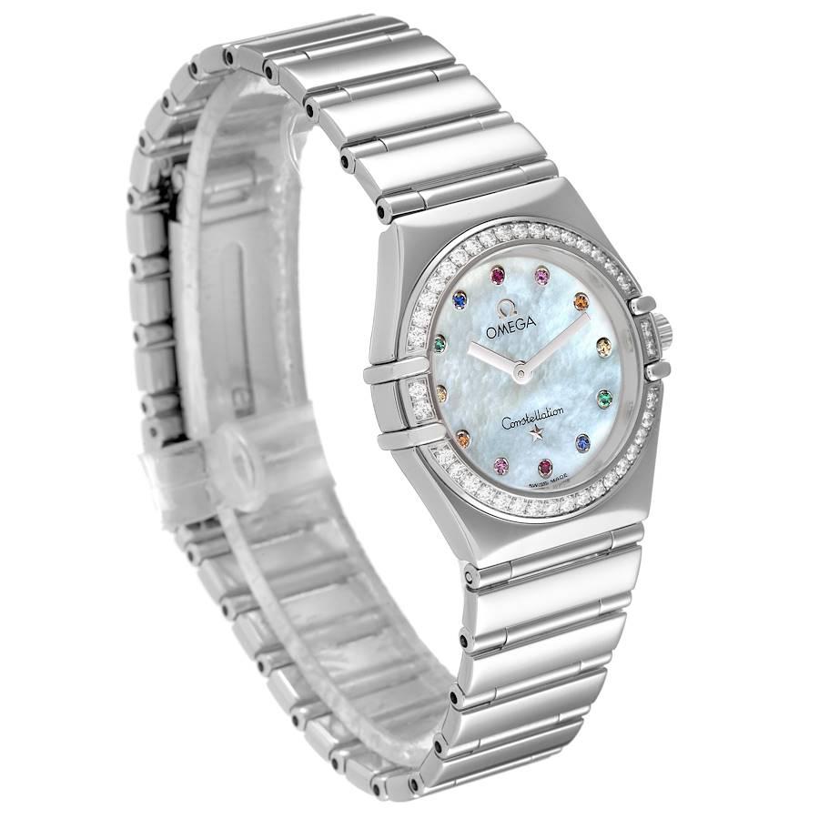 Omega Constellation Iris Steel Multi Stone Ladies Watch 1475.79.00 In Excellent Condition For Sale In Atlanta, GA