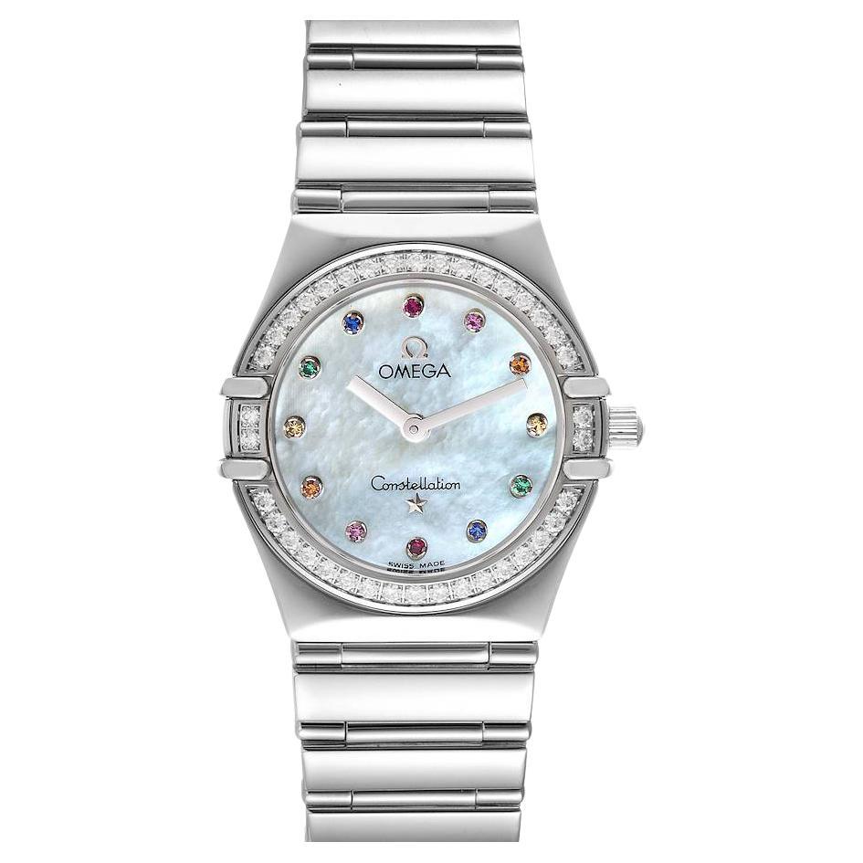 Omega Constellation Iris Steel Multi Stone Ladies Watch 1475.79.00 For Sale