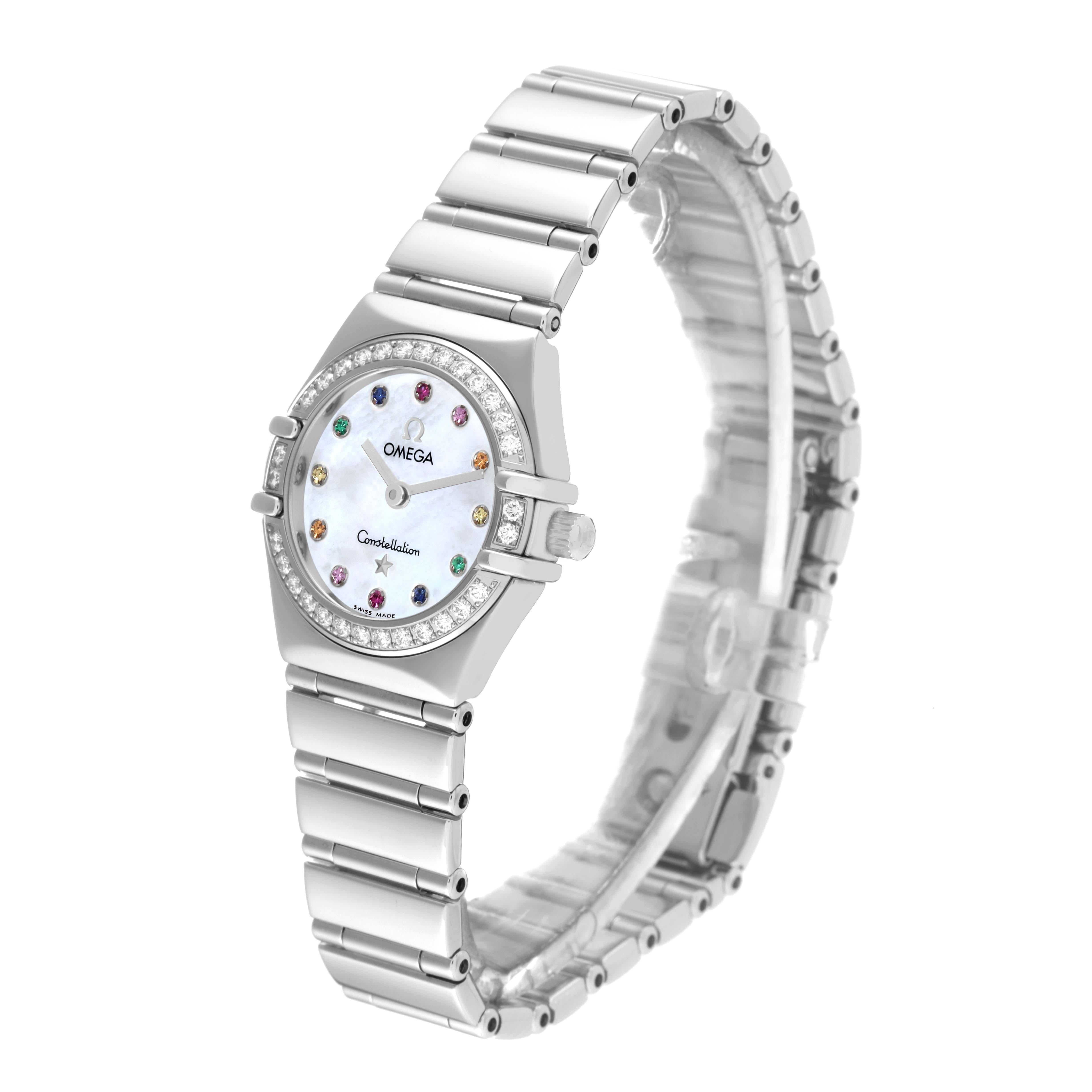 Women's Omega Constellation Iris Steel Multi Stone Mother Of Pearl Dial Ladies Watch For Sale