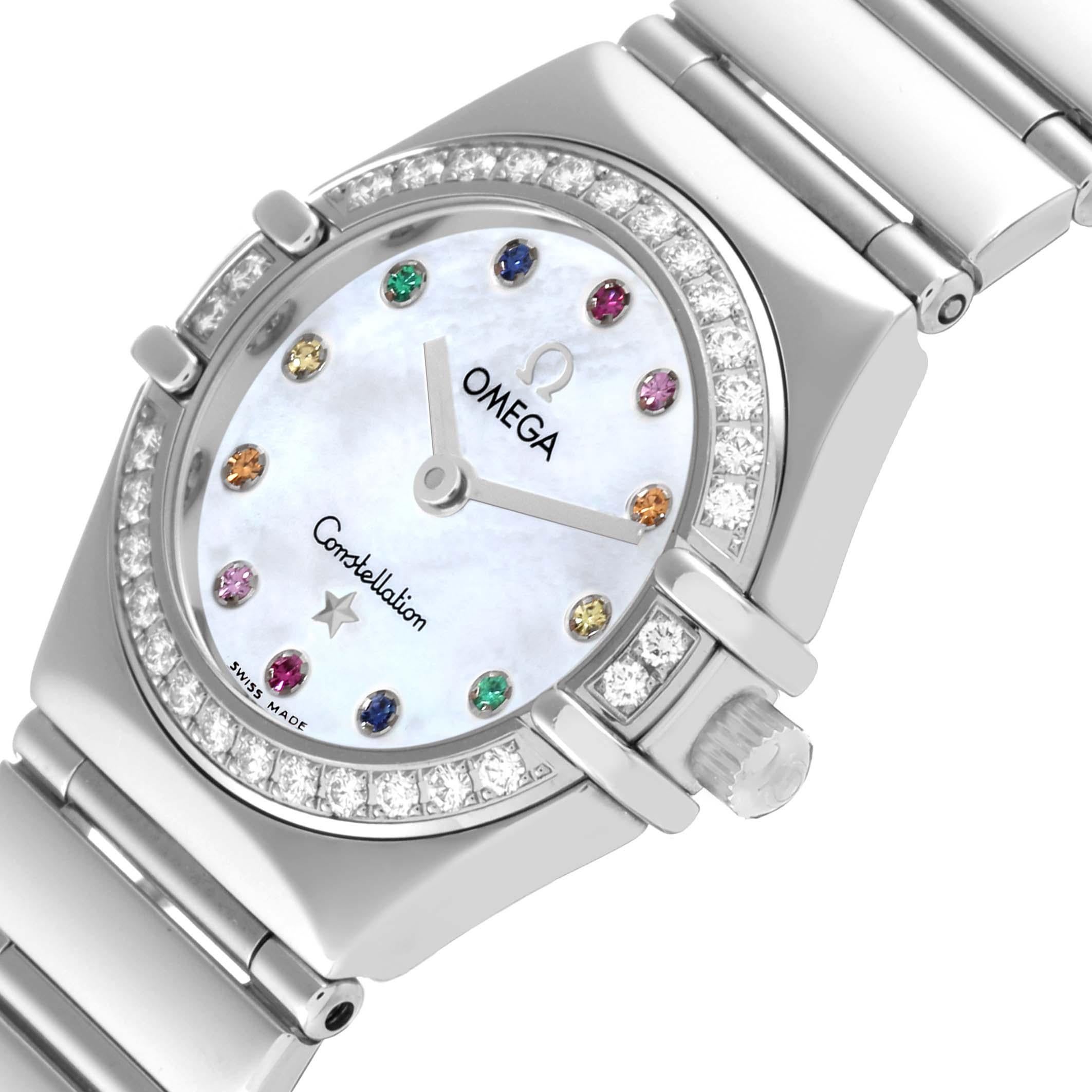 Omega Constellation Iris Steel Multi Stone Mother Of Pearl Dial Ladies Watch For Sale 1