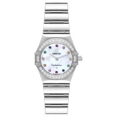 Omega Constellation Iris Steel Multi Stone Mother Of Pearl Dial Montre pour femmes