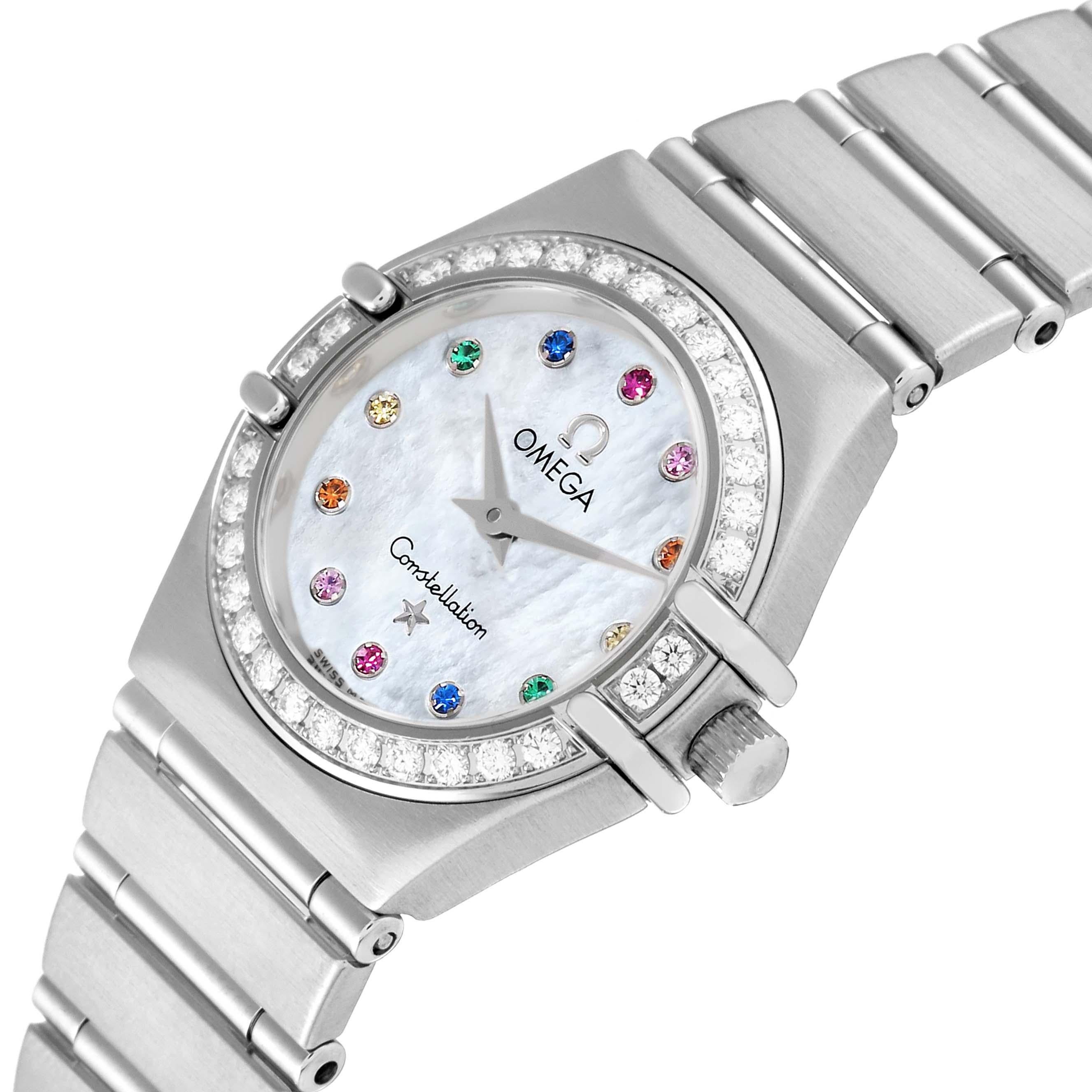 Women's Omega Constellation Iris Steel Multi Stone Mother of Pearl Diamond Ladies Watch For Sale