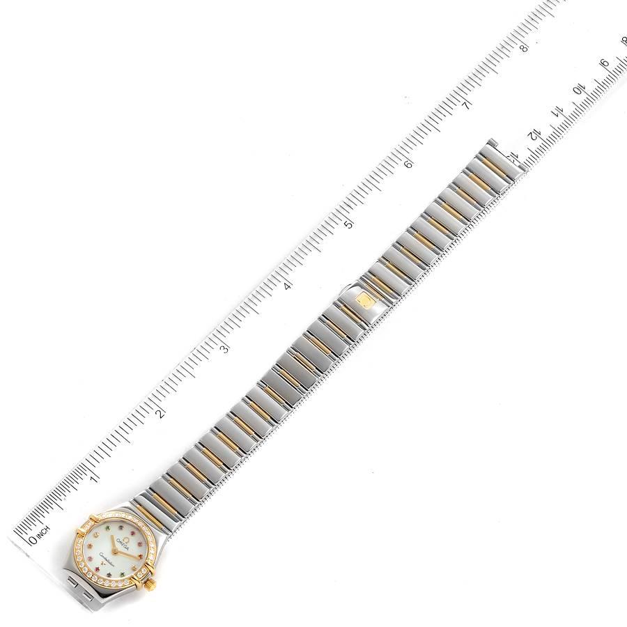 Omega Constellation Iris Steel Yellow Gold Multi Stone Watch 1365.79.00 Card For Sale 1