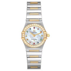 Omega Constellation Iris Steel Yellow Gold Multi Stone Watch 1365.79.00 Card