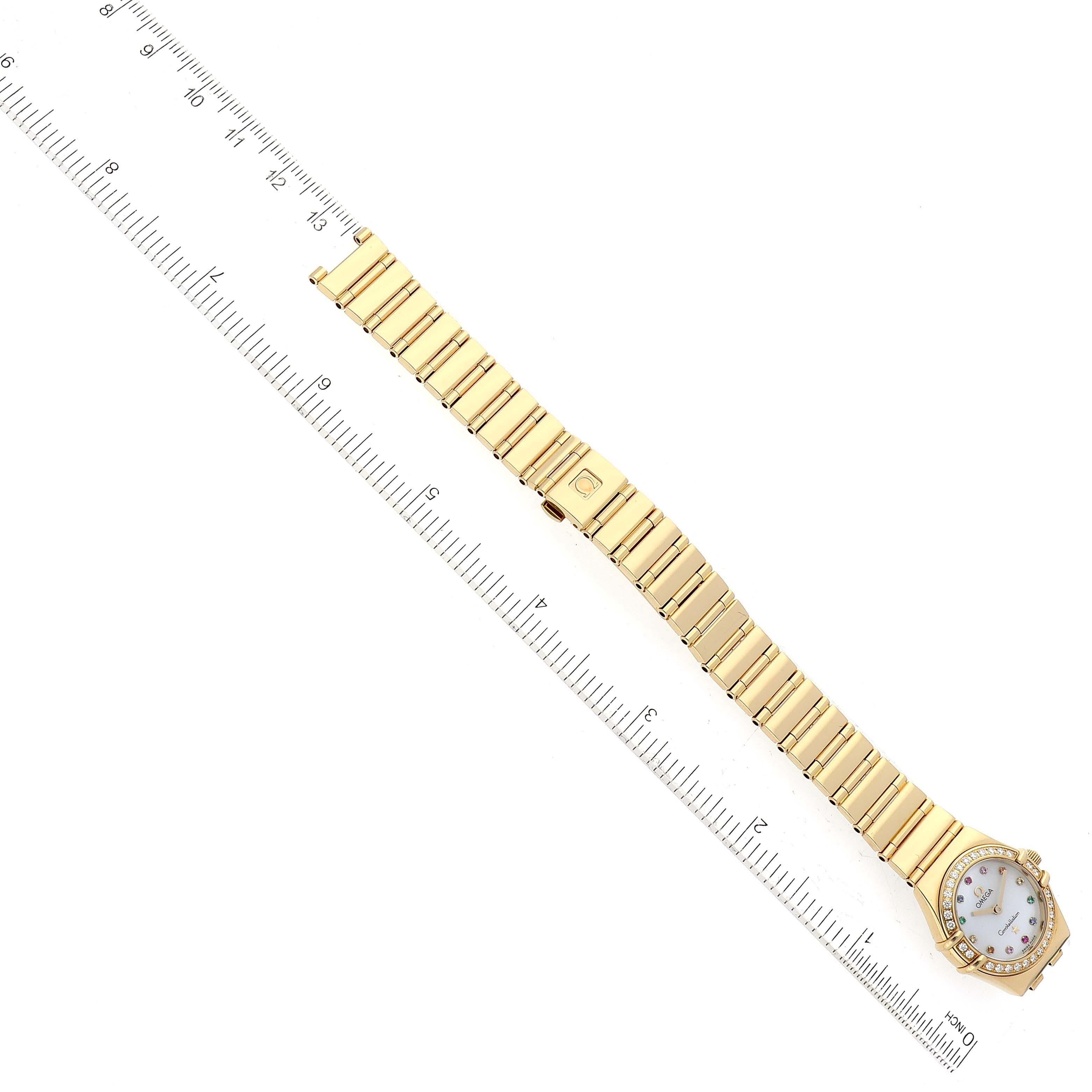 Omega Constellation Iris Yellow Gold Mother Of Pearl Multi Stone Diamond Watch 4