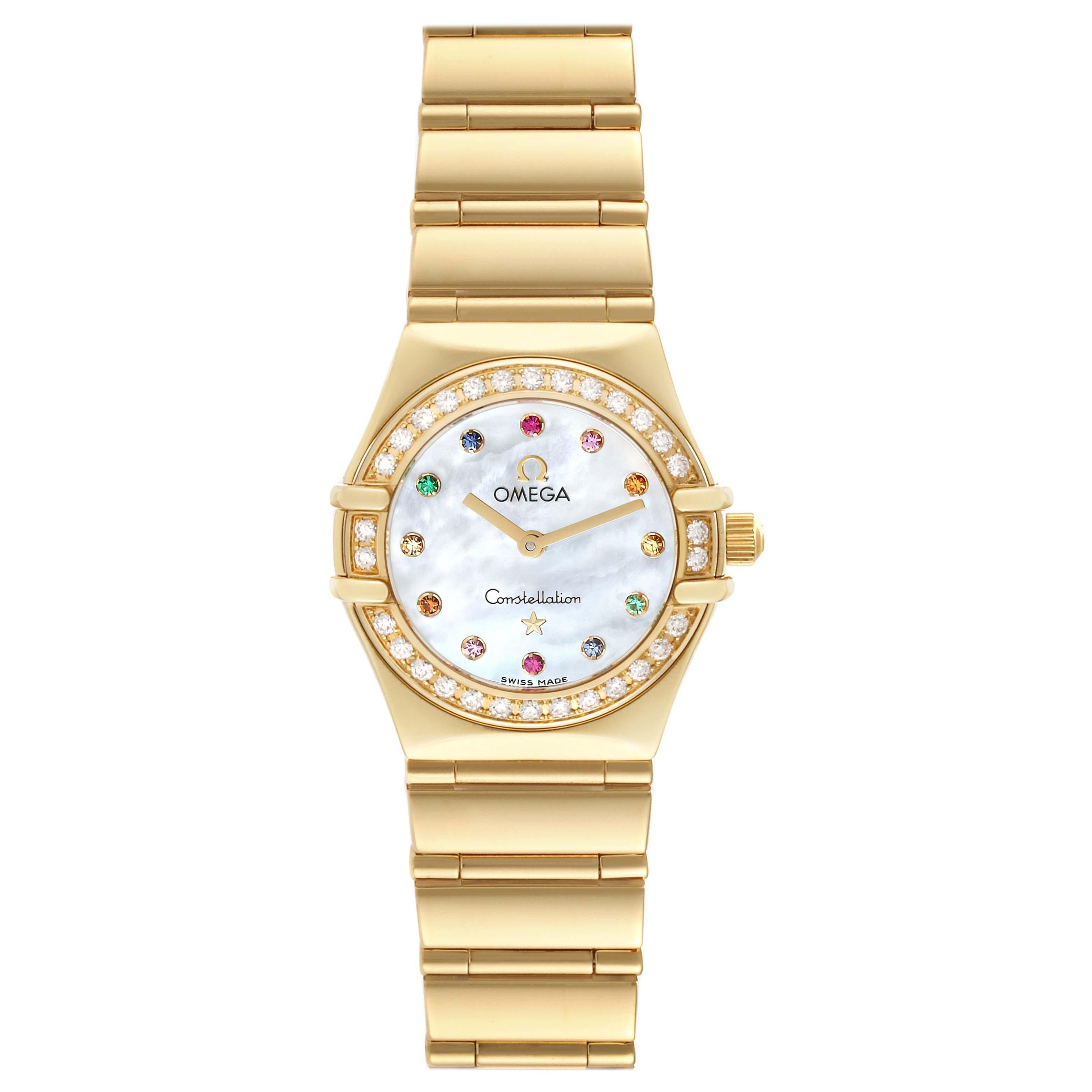 Omega Constellation Iris Montre en or jaune, nacre et diamants multi-pierres