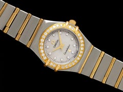 OMEGA CONSTELLATION Ladies 18K Gold, SS & Factory Diamond Watch - Minty