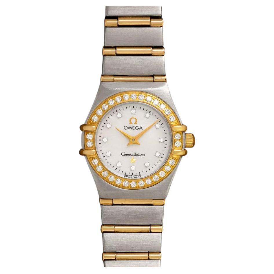 OMEGA CONSTELLATION Ladies 18K Gold, SS 
Factory Diamond Watch - Minty en vente