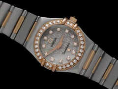 OMEGA CONSTELLATION Ladies 18K Rose Gold, SS & Factory Diamond Watch - Mint