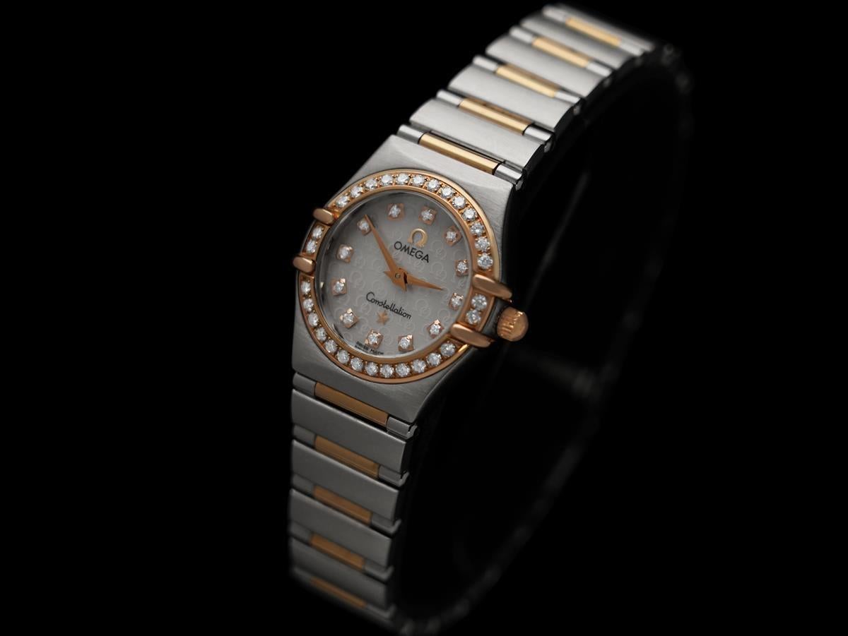 Women's OMEGA CONSTELLATION Ladies 18K Rose Gold, SS & Factory Diamond Watch - Mint For Sale